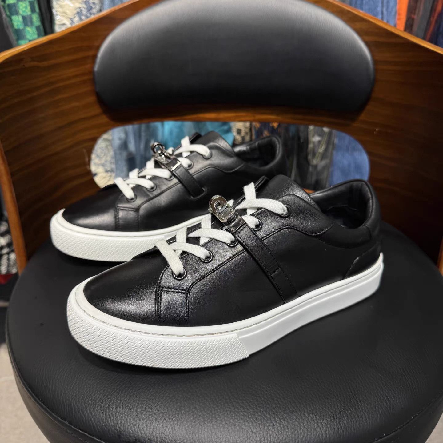 Hermes Hermes Day Calfskin Sneakers with Silver Buckle K15 Size US 7 / IT 37 - 1 Thumbnail