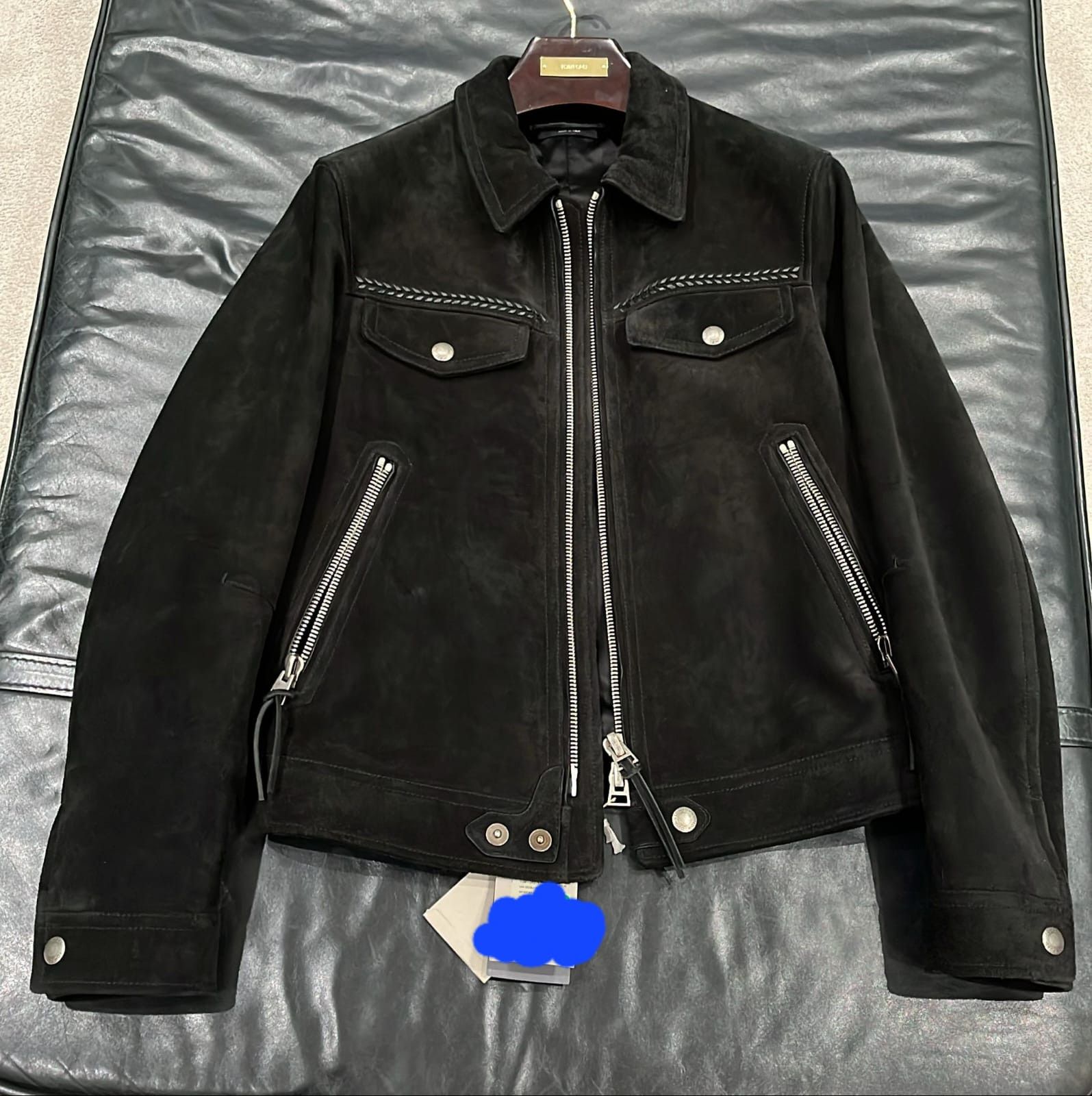 o1loc1c0725 TFL856 Leather Wear Blouson Jacket in Black