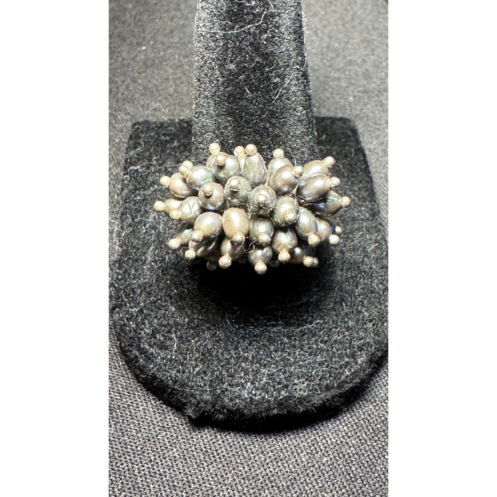 Other 925 Sterling Multi Colored Real Pearls Cluster Ring Size 9 Size ONE SIZE - 1 Thumbnail
