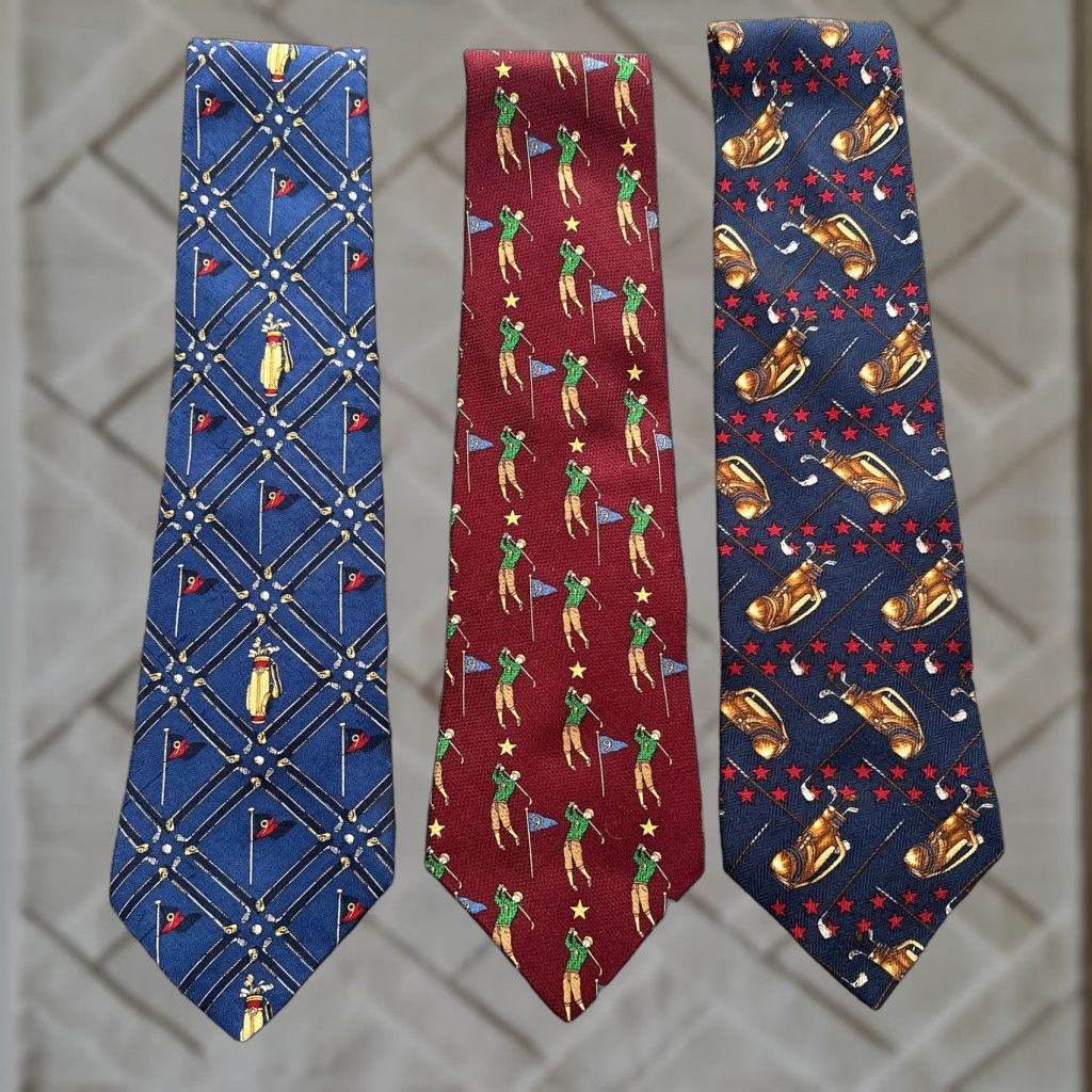 Tommy Hilfiger VINTAGE Tommy Hilfiger Silk Necktie Lot Men's Golf Ties Golfers Bags Made in USA 90s Size ONE SIZE - 1 Thumbnail