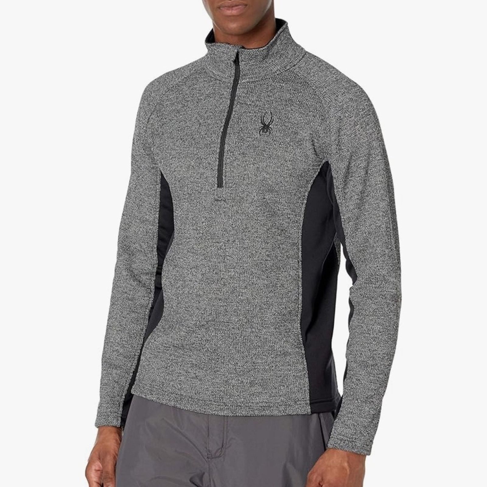 Spyder Spyder Men’s Outbound Half Zip Sweater - Size M - Gray/Black Size US M / EU 48-50 / 2 - 1 Thumbnail