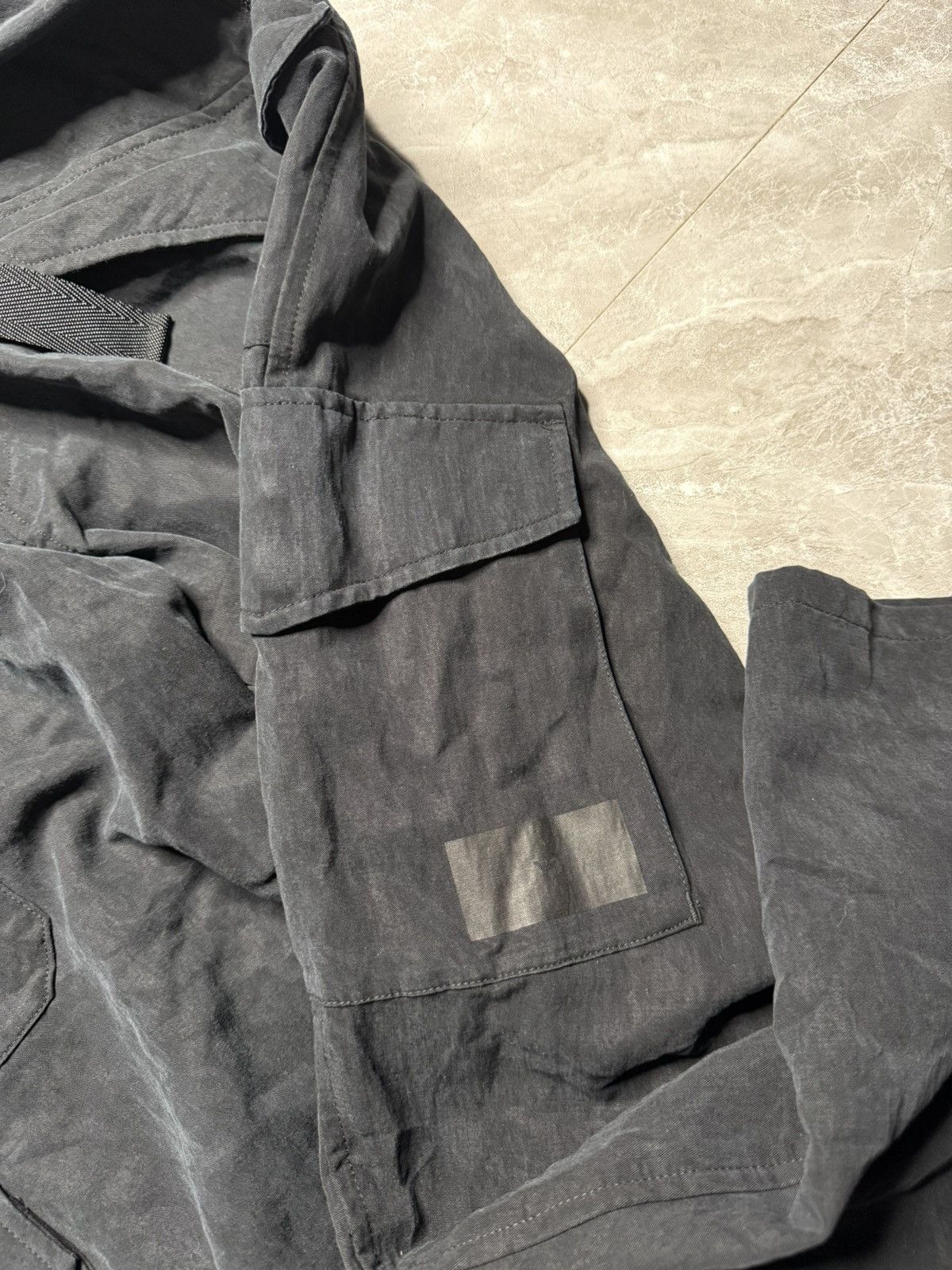 Y-3 Y-3 Washed Black Crinkle Belted Utility Cargo Pants Size US 32 / EU 48 - 6 Thumbnail