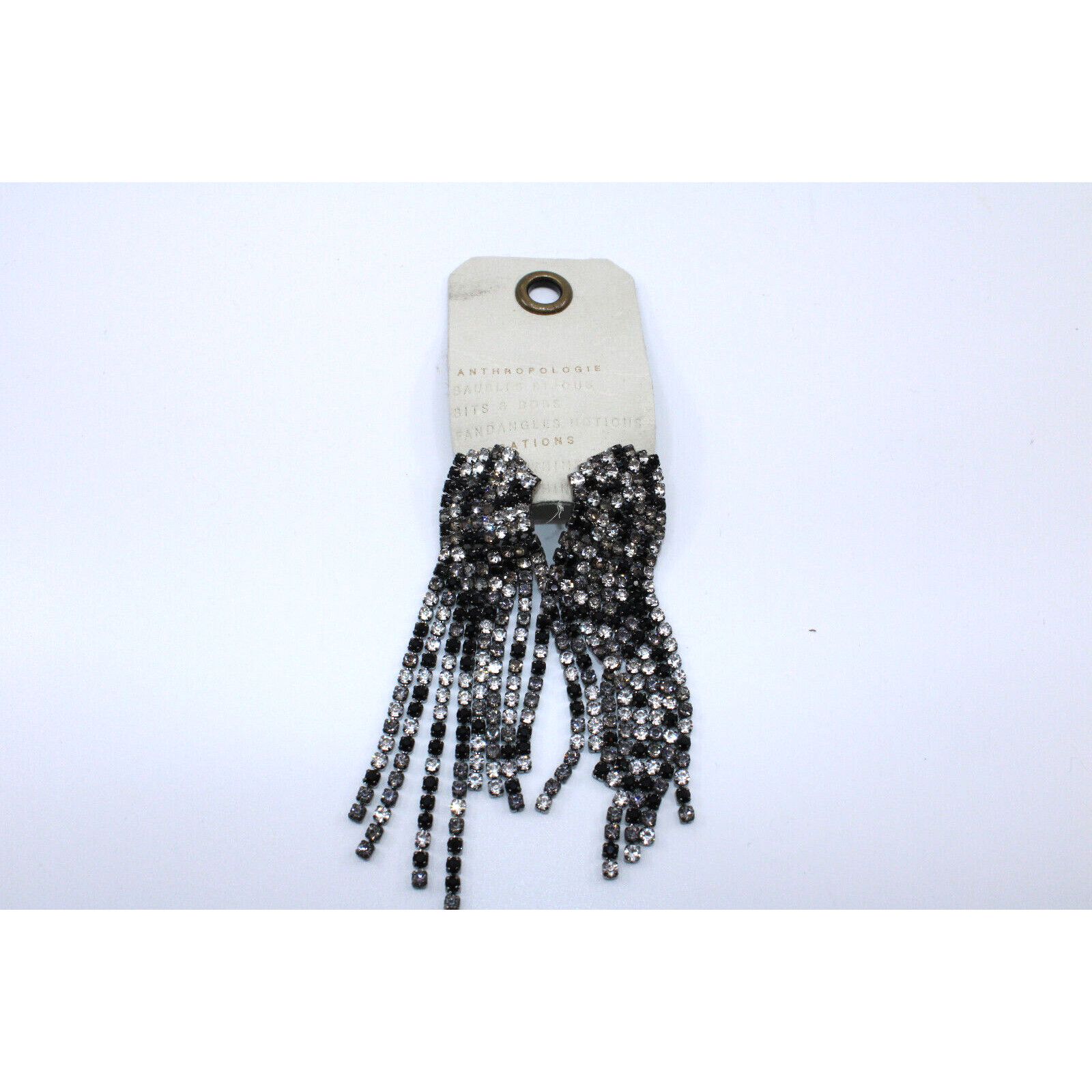 Anthropologie New Anthropologie Festive Gunmetal Crystal Blk Earrings $48 Size ONE SIZE - 1 Thumbnail