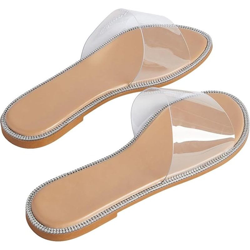 & Other Stories Rhinestone Clear Flat Sandals Open Toe Slide Sandals size Size US 7 / IT 37 - 1 Thumbnail