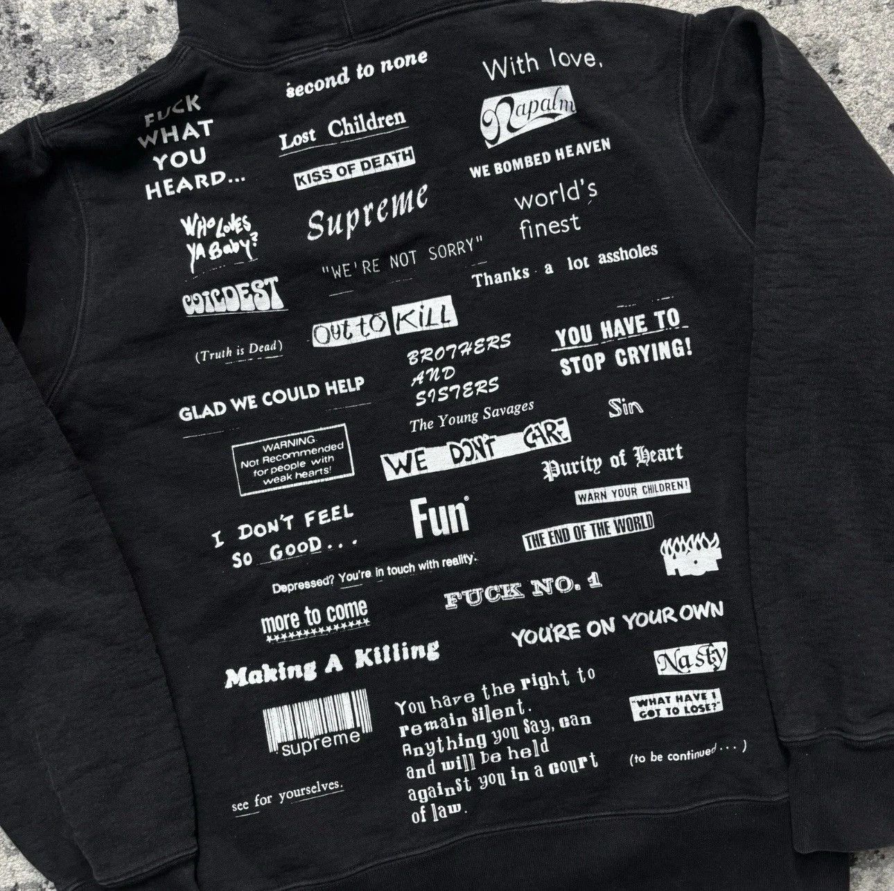 Supreme Supreme Stop Crying Hoodie Black FW19 Size US M / EU 48-50 / 2 - 3 Thumbnail