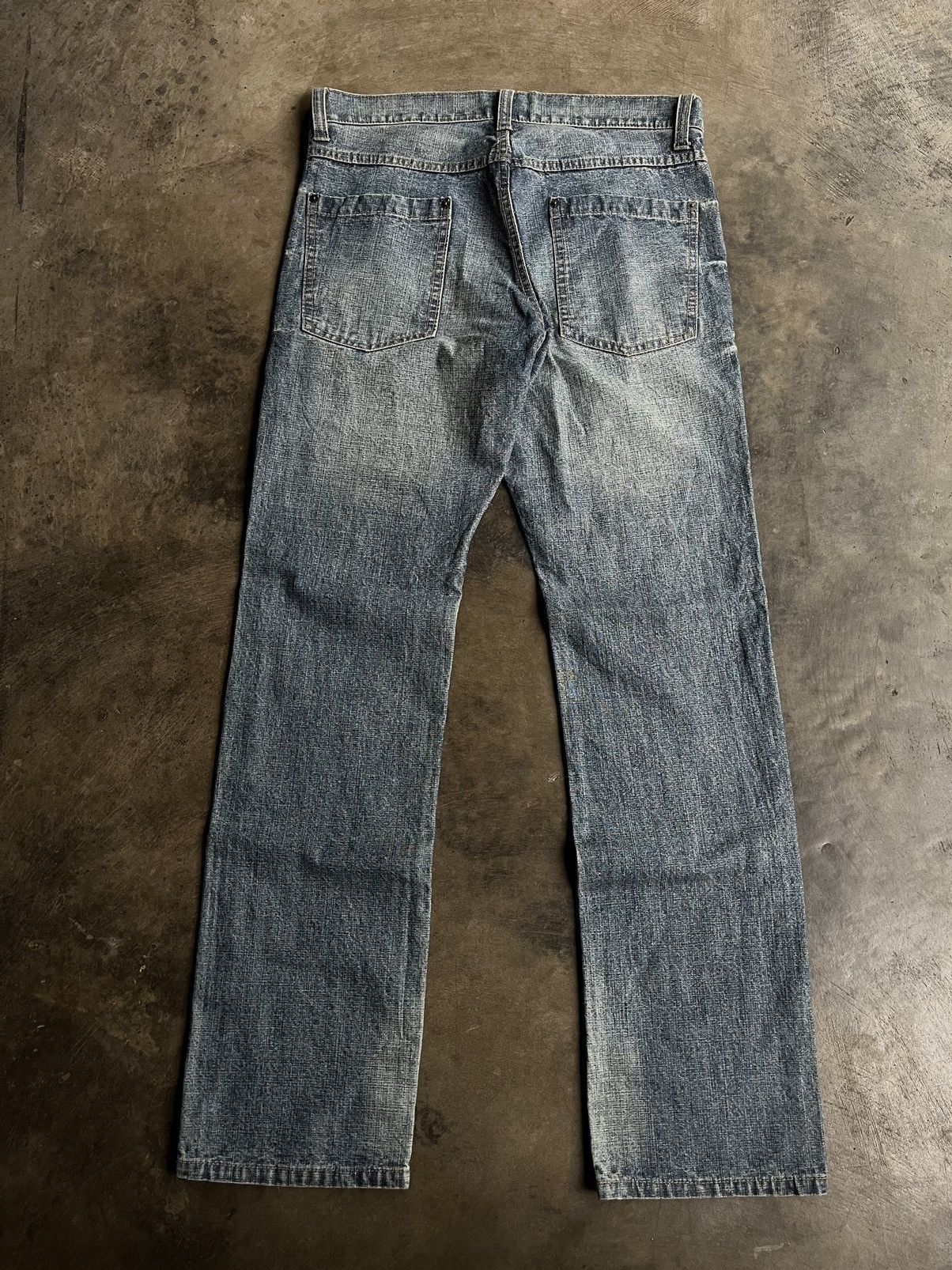 If Six Was Nine 2000s JAPANESE PPFM FADED WASH DENIM FLARE PANTS PUNK STYLE Size US 30 / EU 46 - 2 Thumbnail