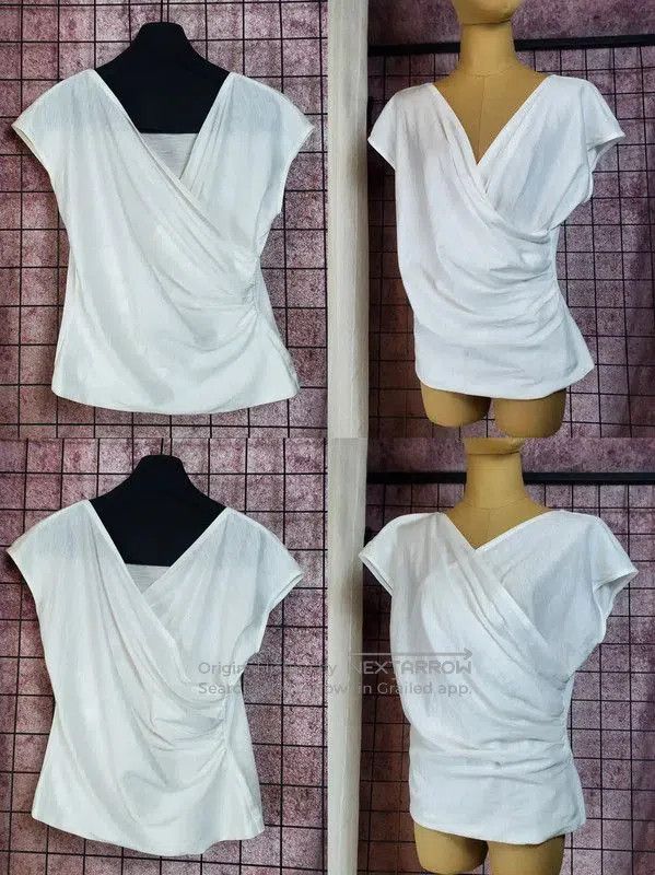 Dior Summer White Linen Blend Short Sleeve Top .