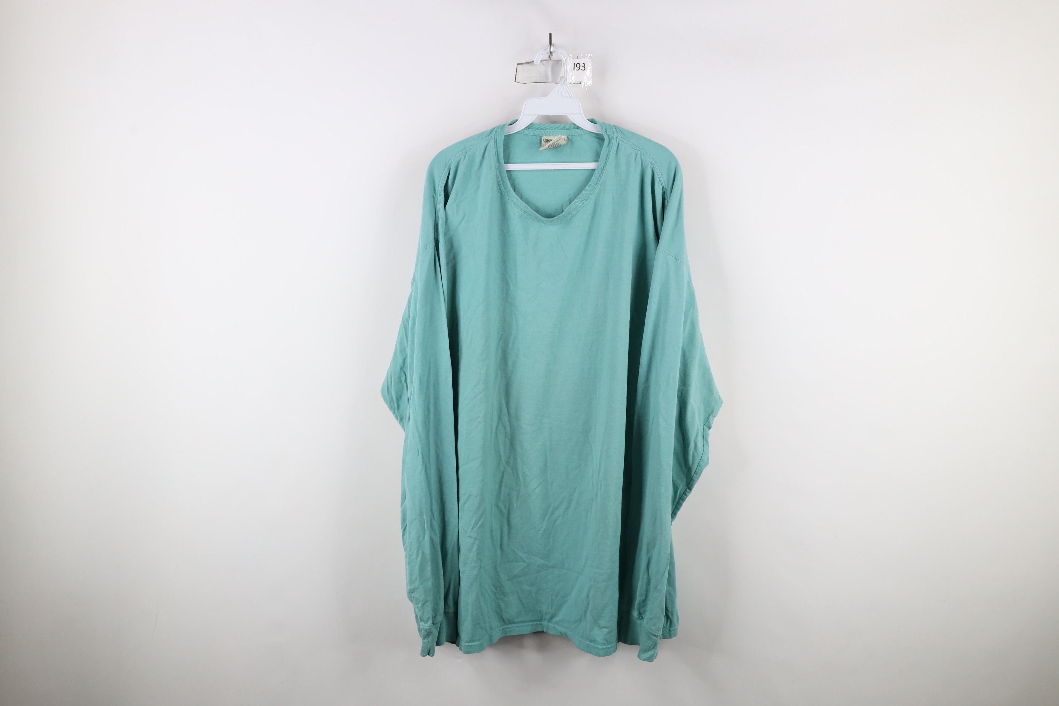 Vintage Vintage 90s Streetwear Blank Long Sleeve T-Shirt Teal Cotton Size US XXL / EU 58 / 5 - 1 Thumbnail
