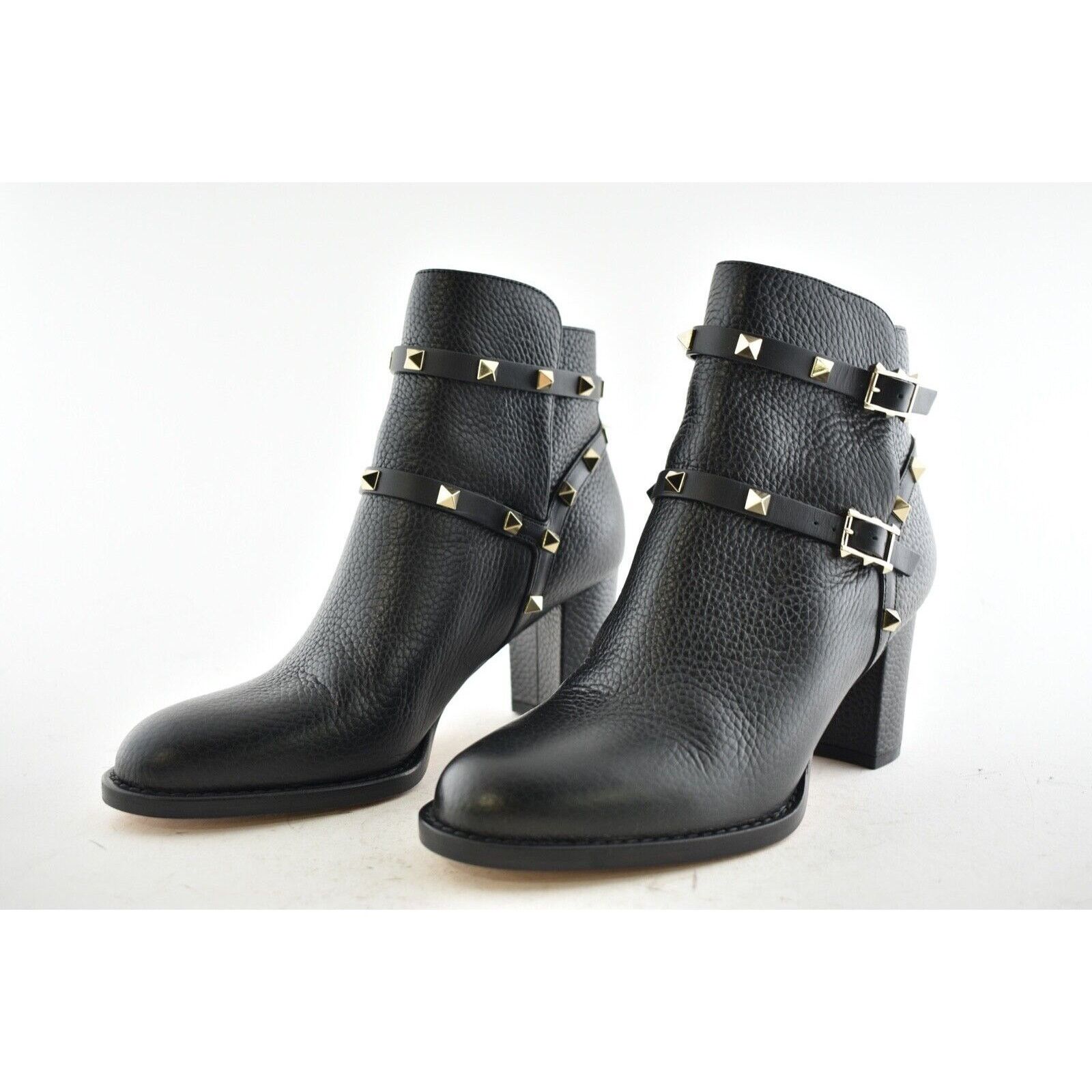 Valentino Valentino Rockstud City 70mm Black Leather Stud Block Heel Size US 6 / IT 36 - 9 Thumbnail
