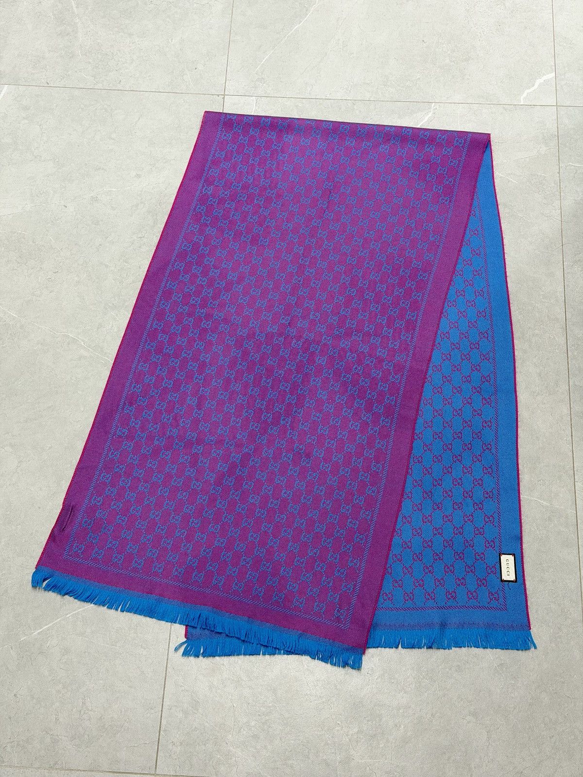 Gucci GUCCI GG Monogram Wool Scarf Purple Blue Demna Nettspend Size ONE SIZE - 5 Thumbnail