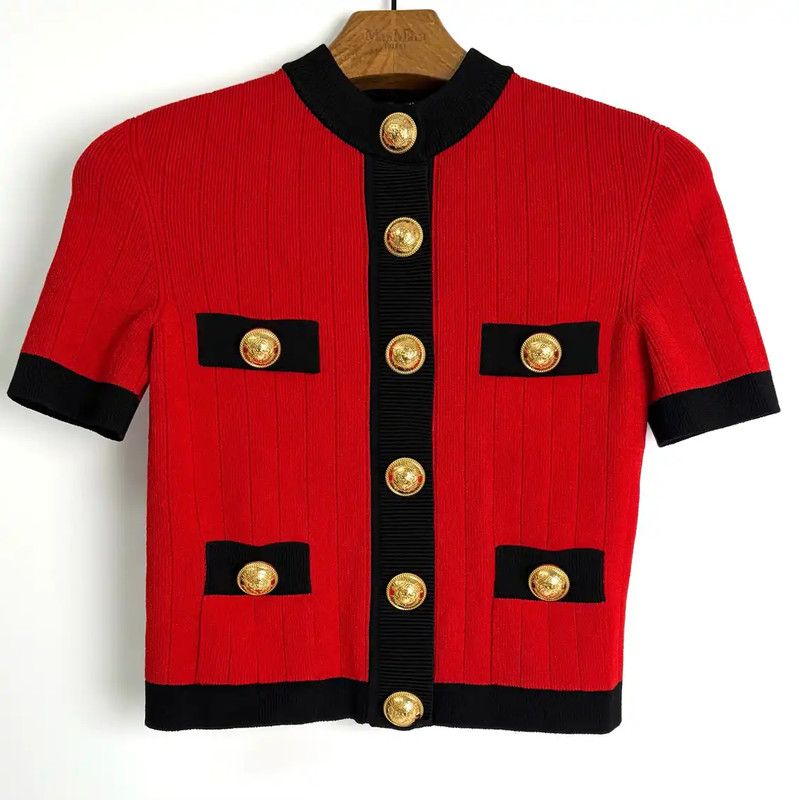 Balmain Balmain Red Short Sleeve Women's T-Shirt 0089 Size ONE SIZE - 1 Thumbnail