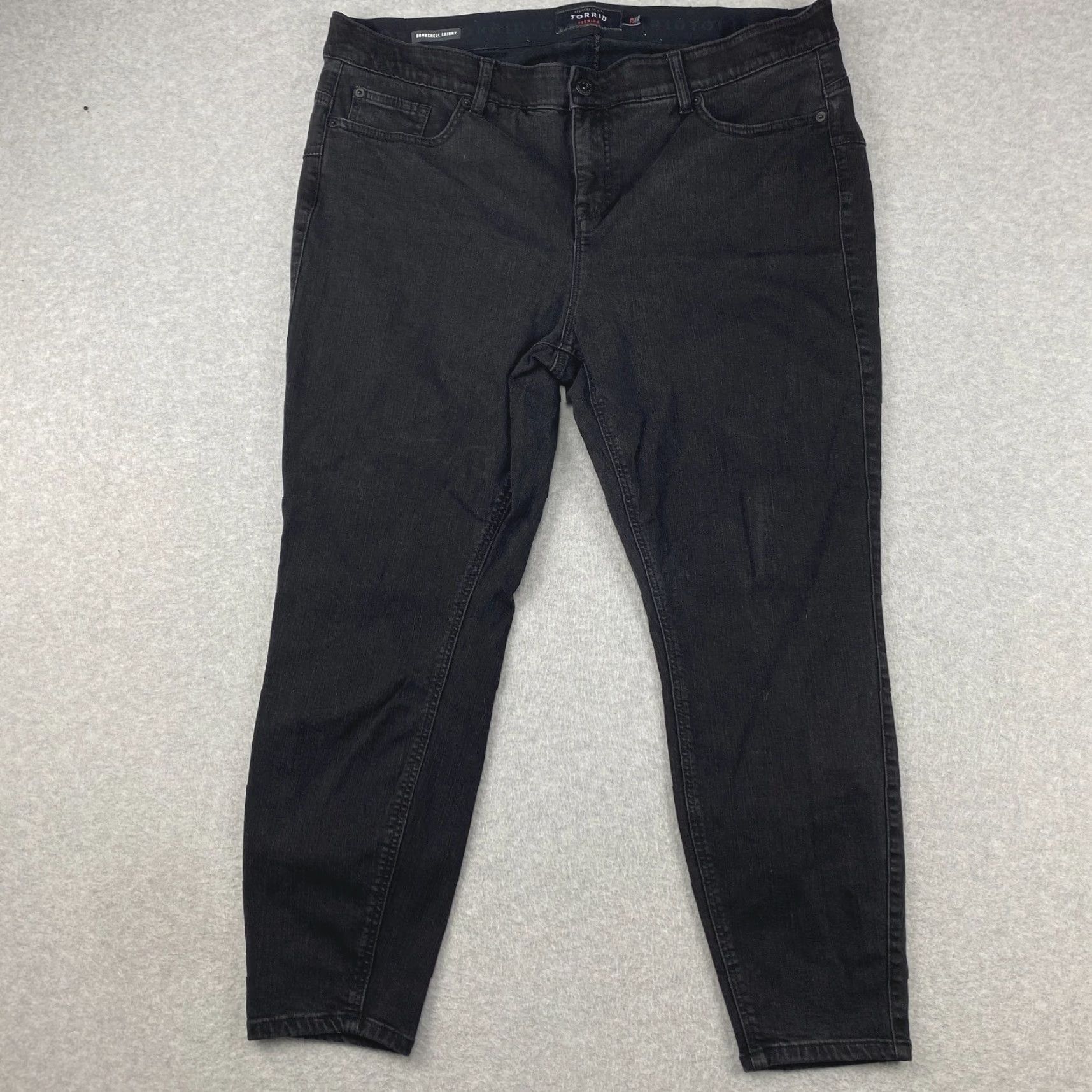 Torrid Torrid Jeans Womens 22R Black Ankle Premium Stretch High Rise Skinny Denim 5-Pocket Modern Distressed Size 40" / US 18 - 2 Thumbnail
