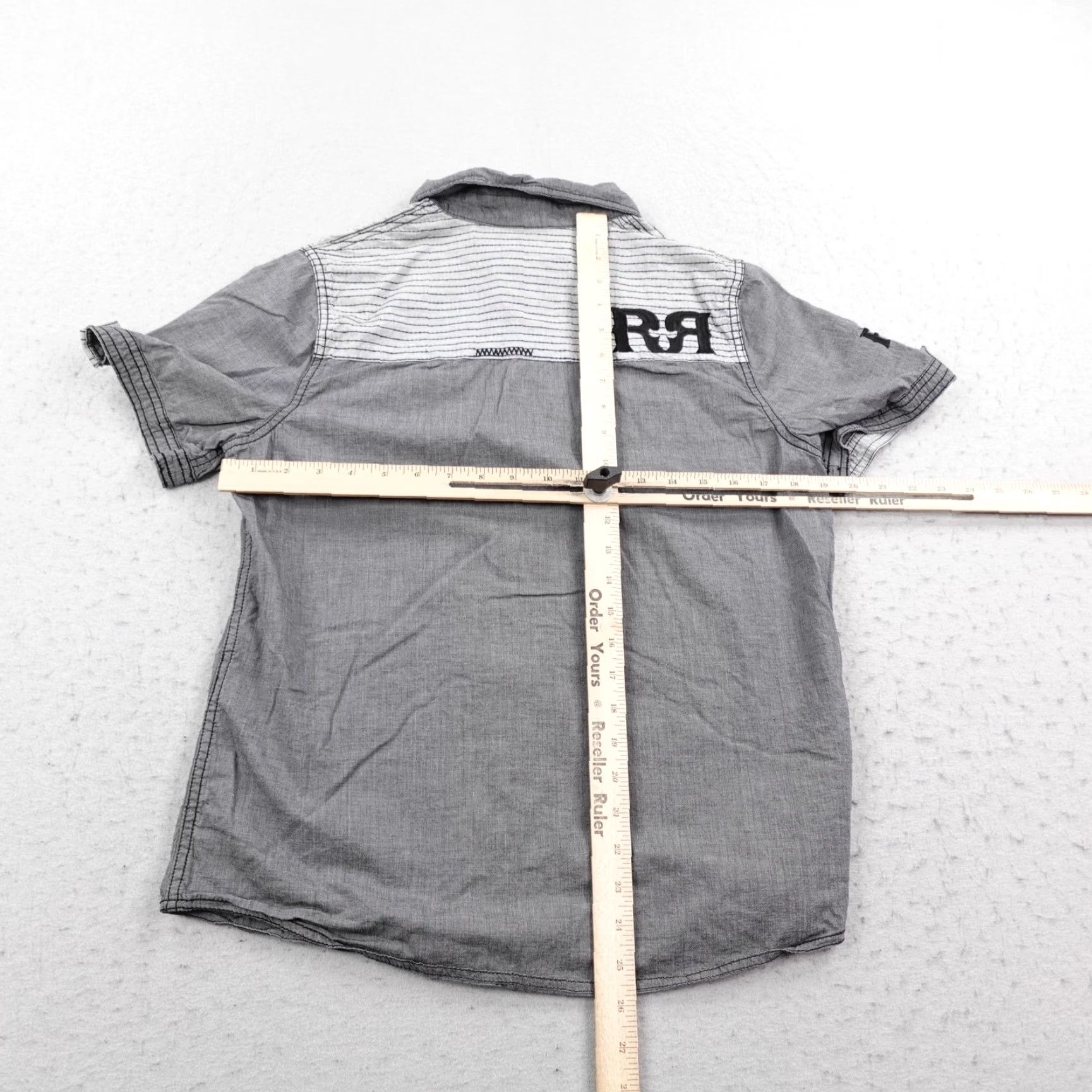 Vintage Rock Revival Shirt Mens Small Gray Button-Up Short Sleeve Embroidered Roll Tab Size US S / EU 44-46 / 1 - 6 Thumbnail