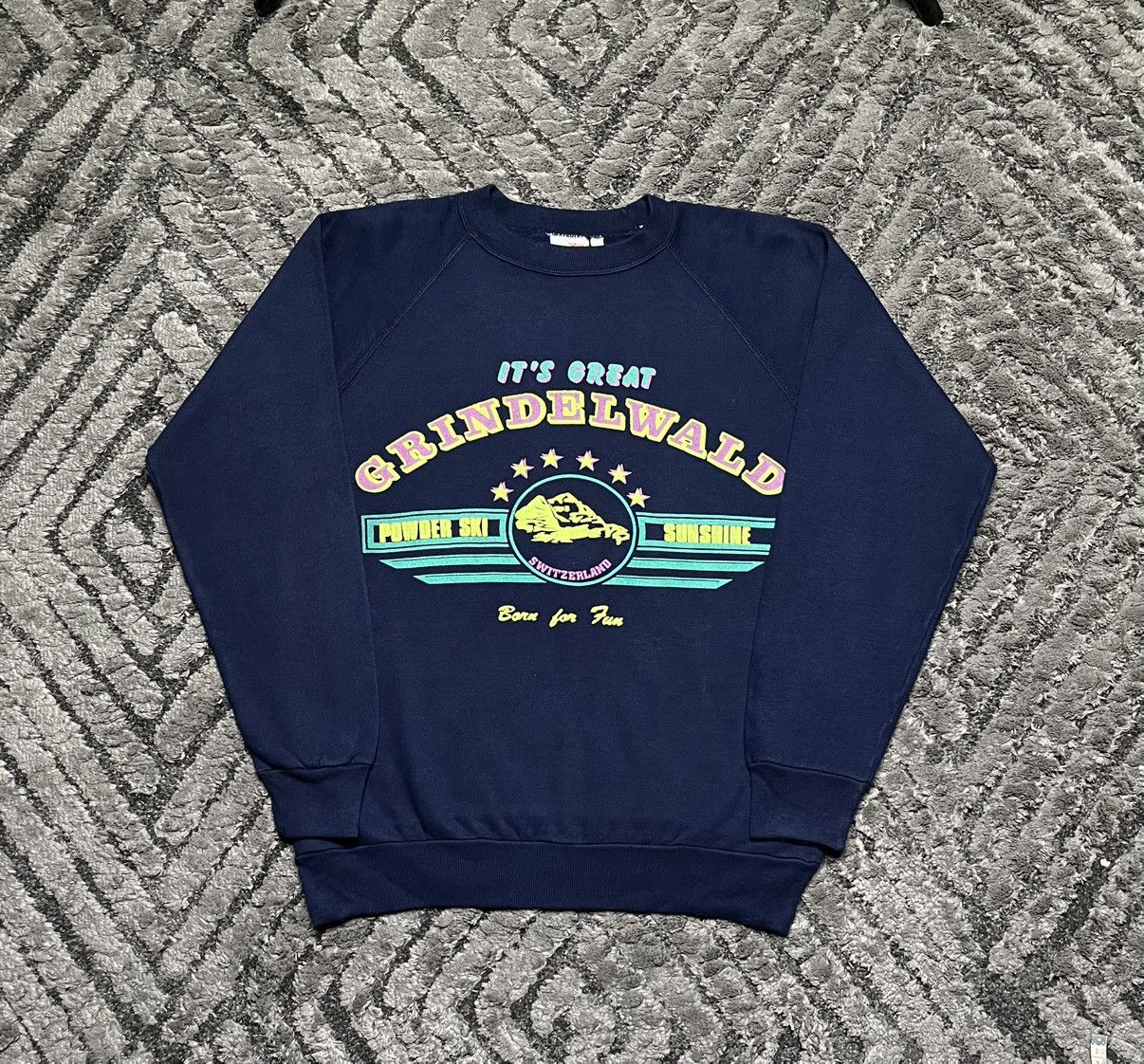 Vintage Vintage Navy Ski Crewneck Sweatshirt Basic Retro Mountain Size US M / EU 48-50 / 2 - 1 Thumbnail