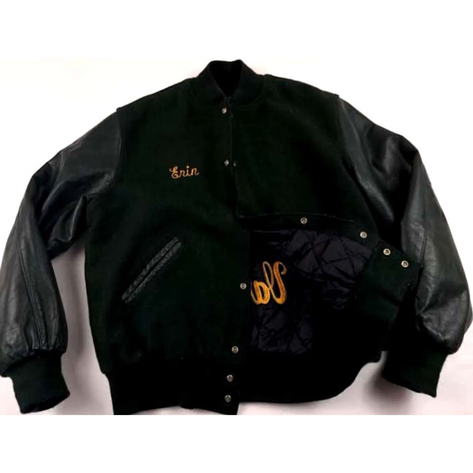 Holloway Harrison Varsity Jacket Large Leather Sleeved Dark Green Holloway Regular Size US L / EU 52-54 / 3 - 4 Thumbnail
