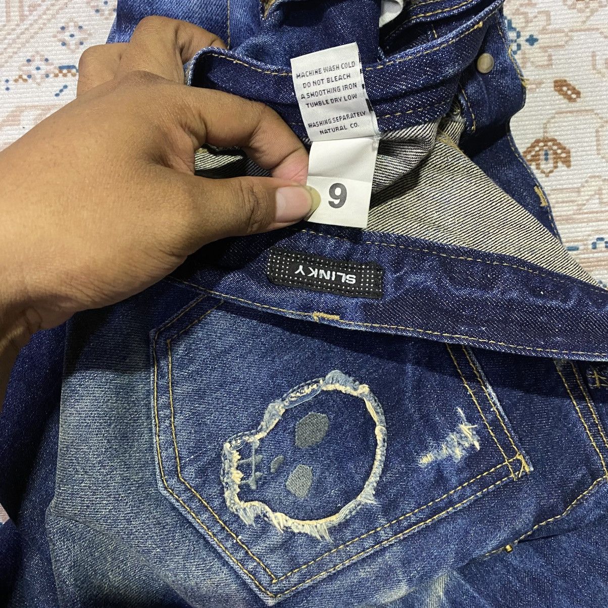 If Six Was Nine × Le Grande Bleu (L.G.B.) 2000s Y2K Slinky Distressed Skull Jeans Size US 30 / EU 46 - 7 Thumbnail
