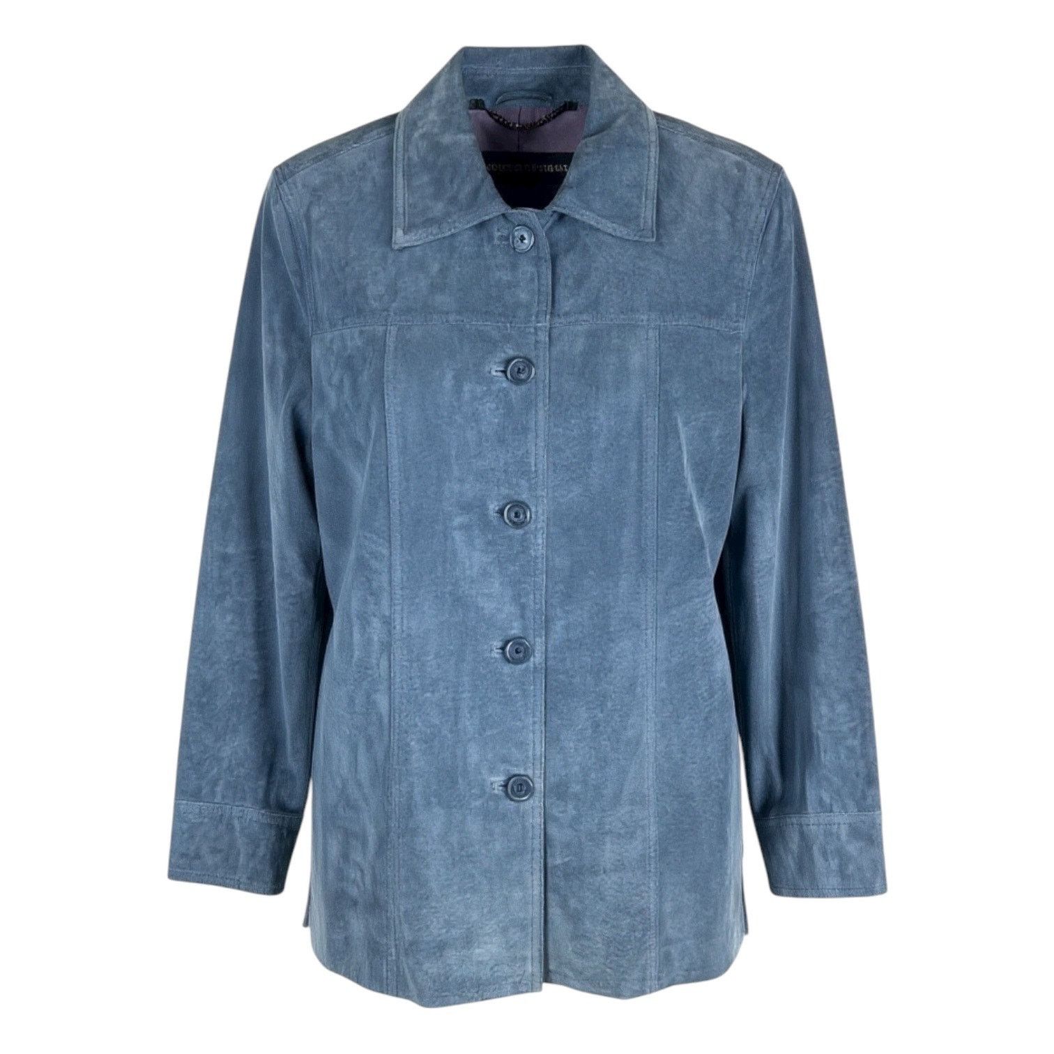 Armani Collezioni Classiques Entier Suede Jacket Button Front Blue Size L Size L / US 10 / IT 46 - 1 Thumbnail