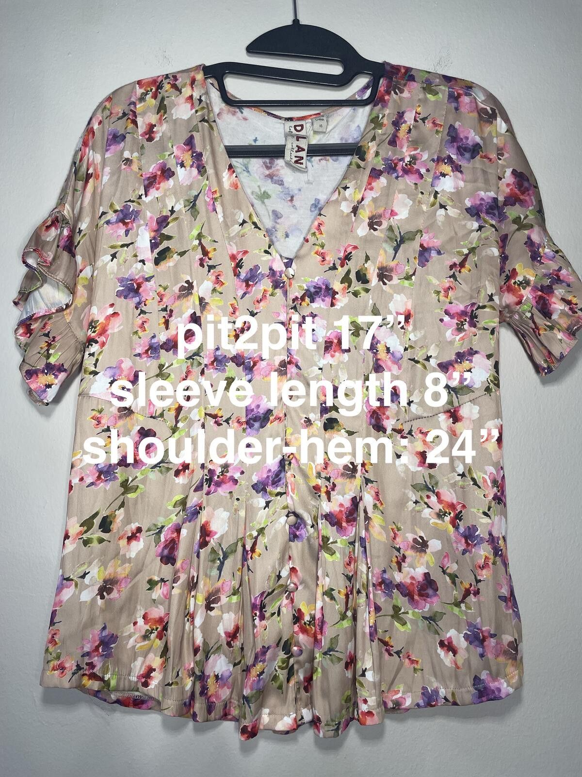 dylan Anthropologie Dolan Mitzi Floral Pleated Blouse XS Garden Size XS / US 0-2 / IT 36-38 - 3 Thumbnail