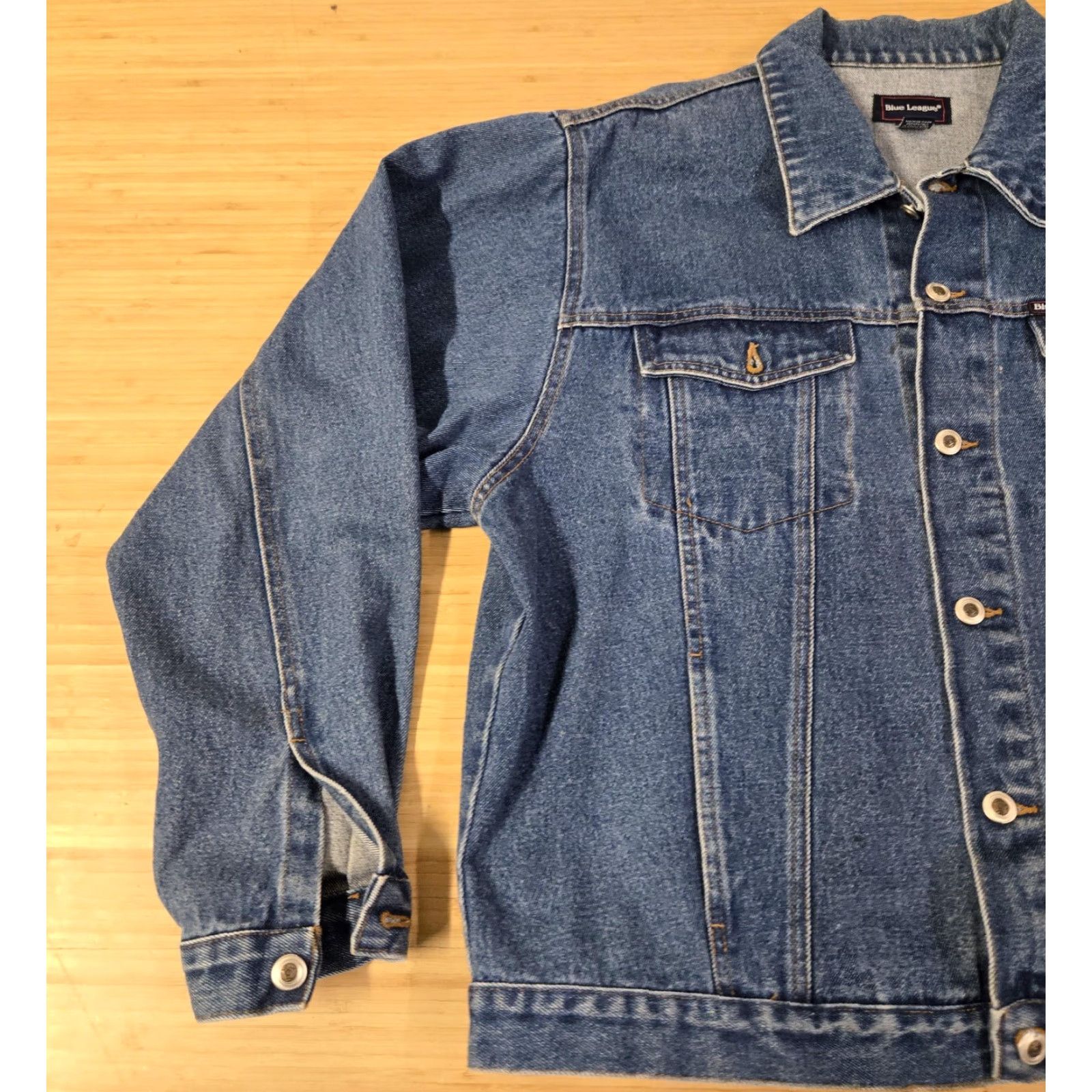 Denime Blue League Denim Jacket Mens Large Blue Trucker Sahara Hotel Casino Vegas Logo Size US L / EU 52-54 / 3 - 3 Thumbnail
