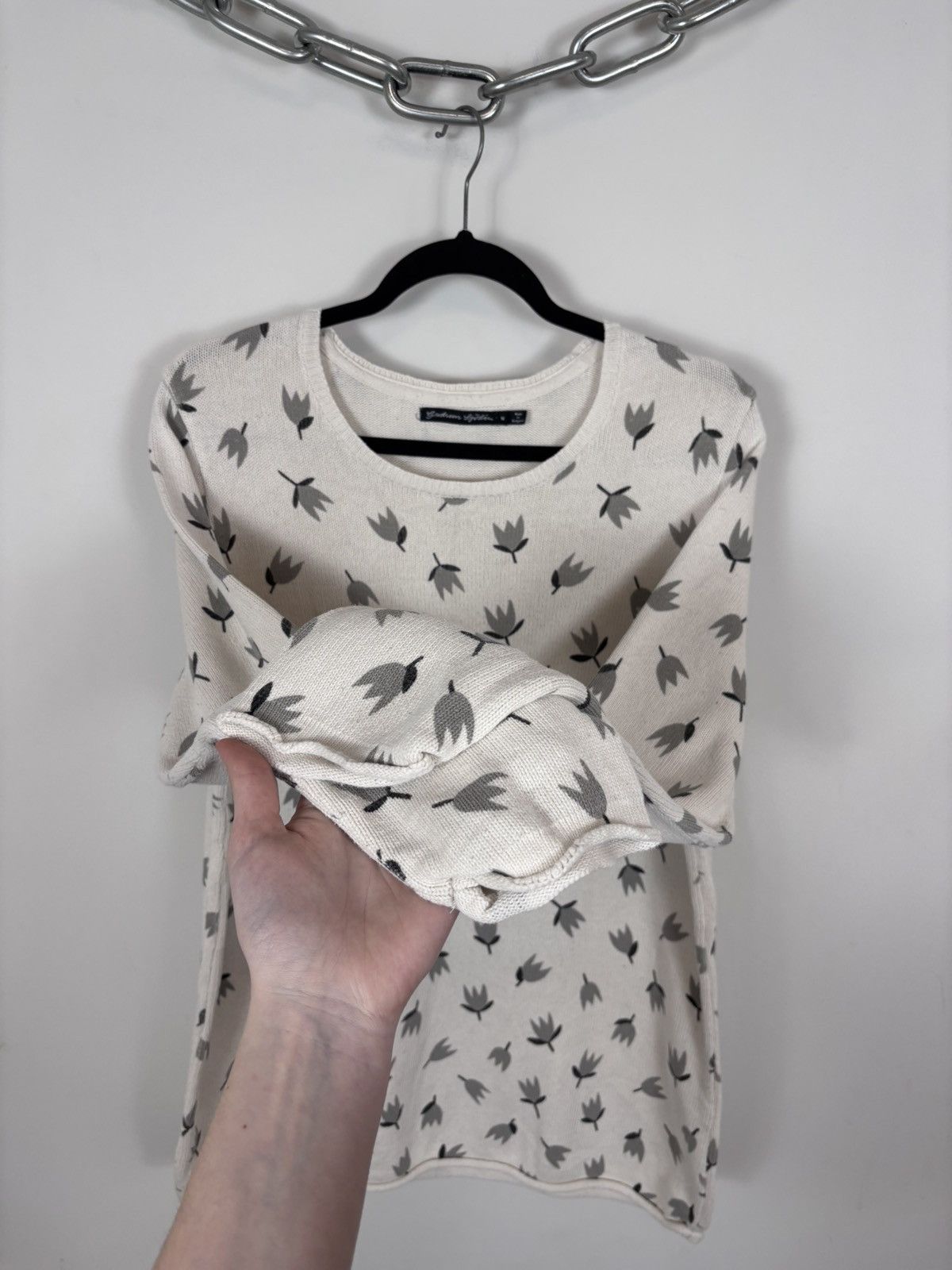 Gudrun Sjoden Gudrun Sjoden Women’s Leaf Pattern Cotton Sweater Pullover Size M / US 6-8 / IT 42-44 - 7 Thumbnail