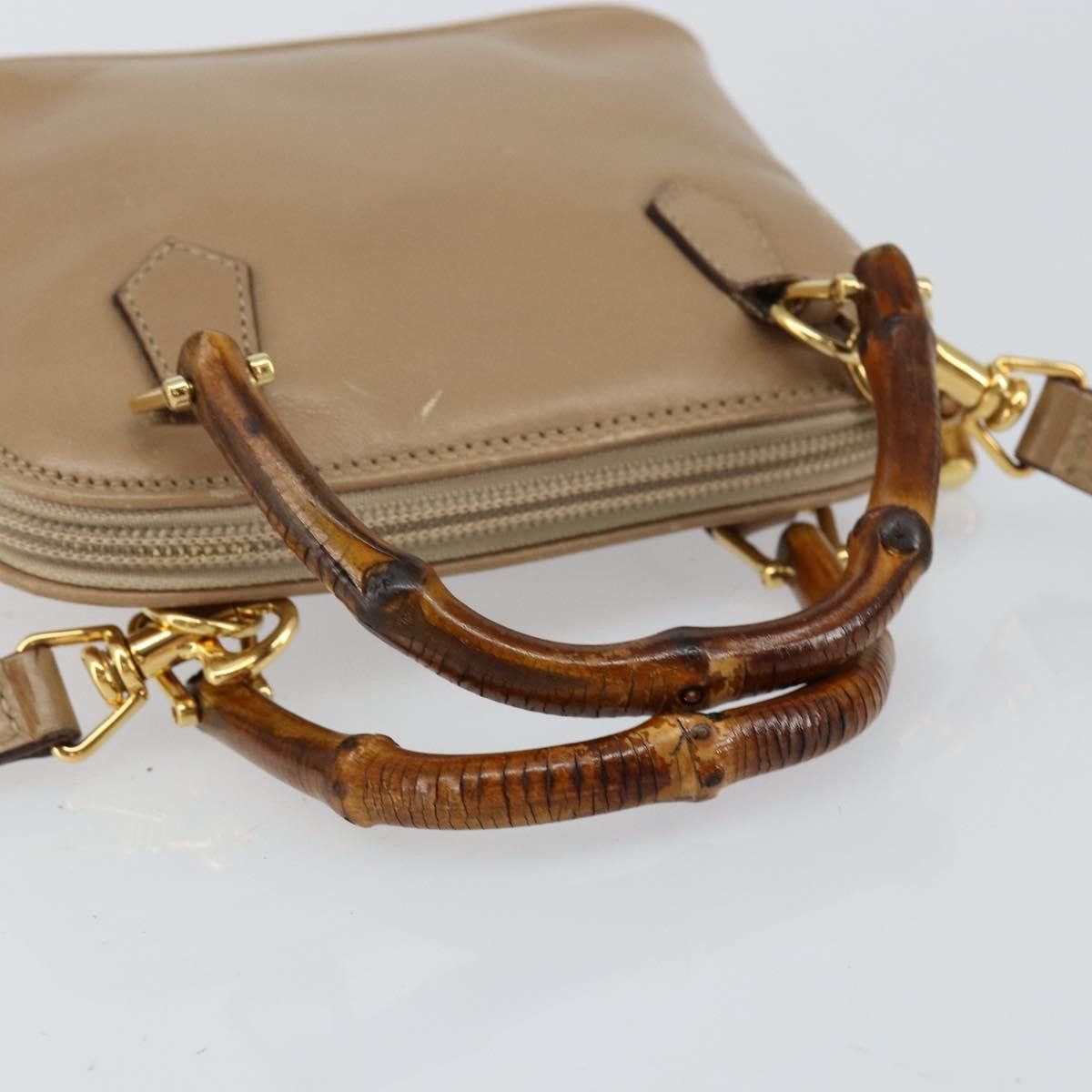 Gucci GUCCI Bamboo Handbag Leather Beige Gold 007 2865 007 2865 Size ONE SIZE - 7 Thumbnail