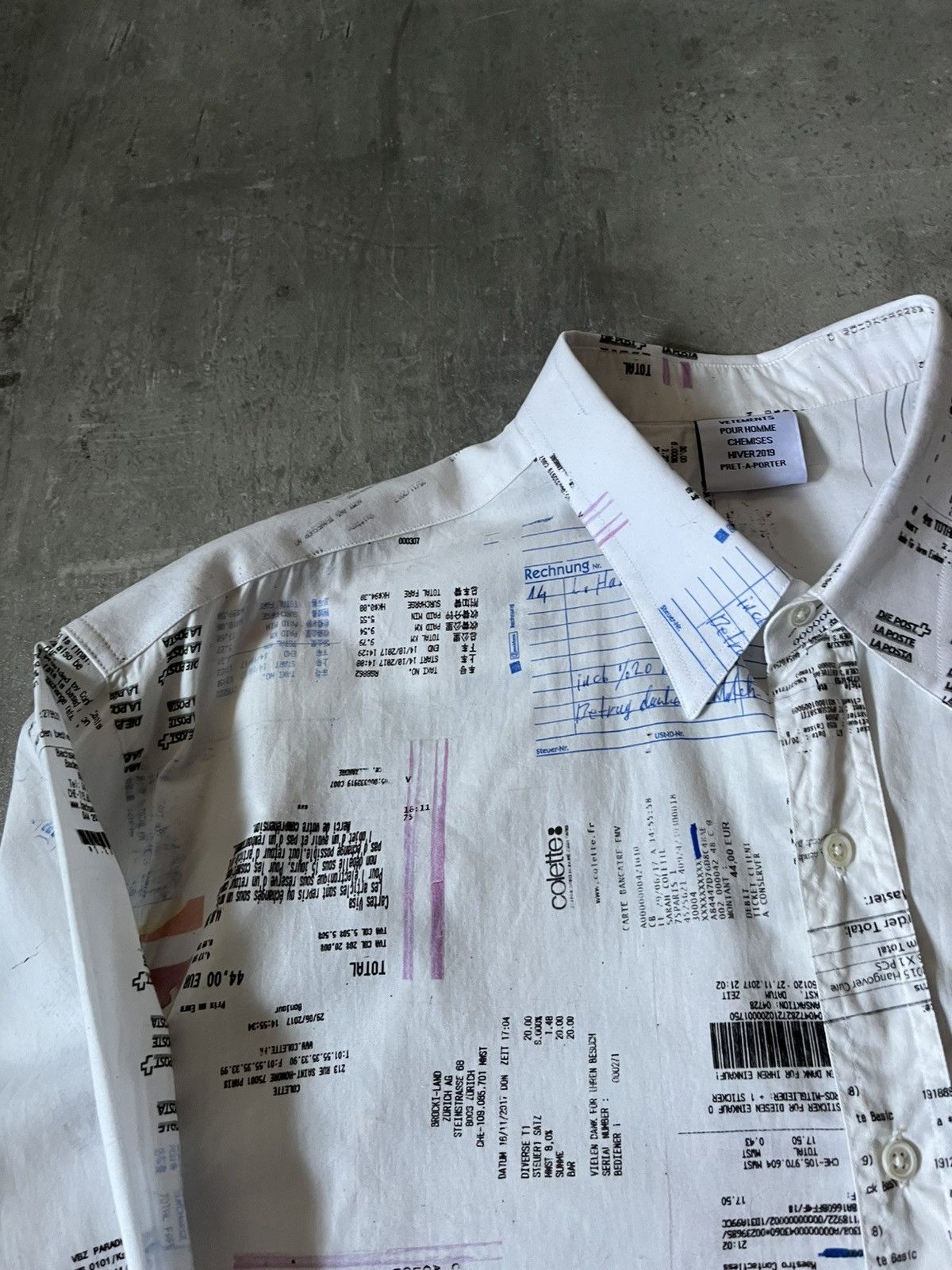Vetements Vetements Hiver 2019 Receipt white button up shirt Size US M / EU 48-50 / 2 - 7 Thumbnail