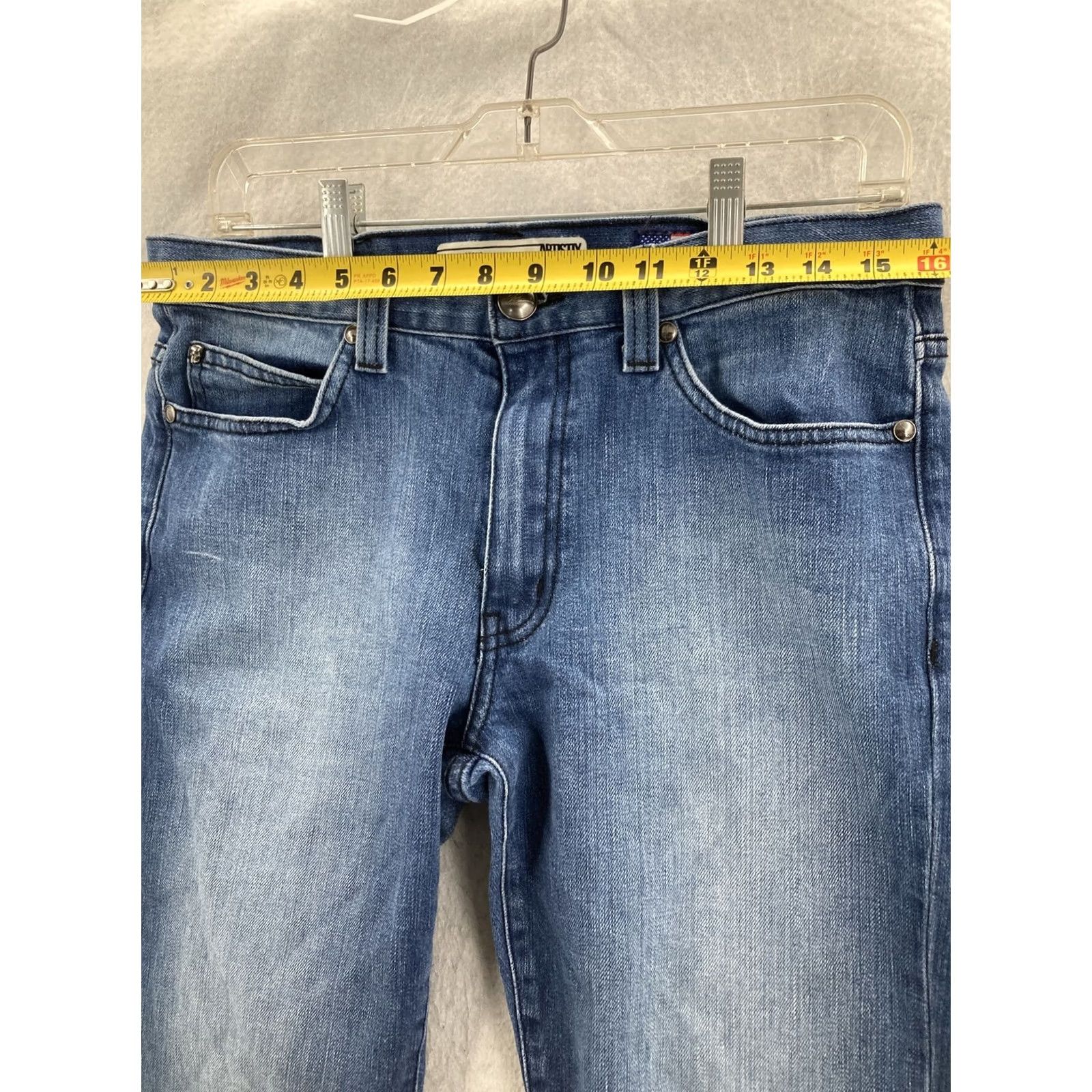 Vintage ARTISTIX Jeans 34 x 33 Straight Leg Denim Embroidered Distressed Skull Pockets Camo Lining Leather Trim Men Blue Size US 34 / EU 50 - 3 Thumbnail