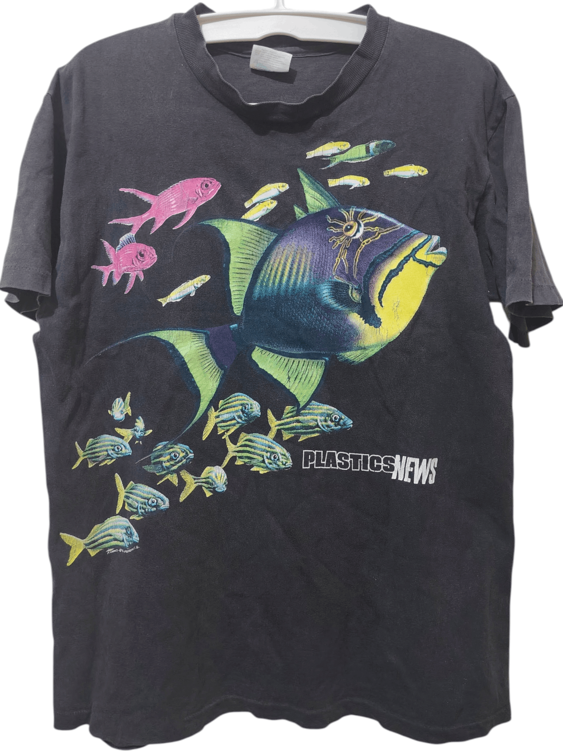 Vintage Thrashed Vtg Plastics News F. Cheney Harlequin ©92 Hanes tee Size US M / EU 48-50 / 2 - 1 Thumbnail