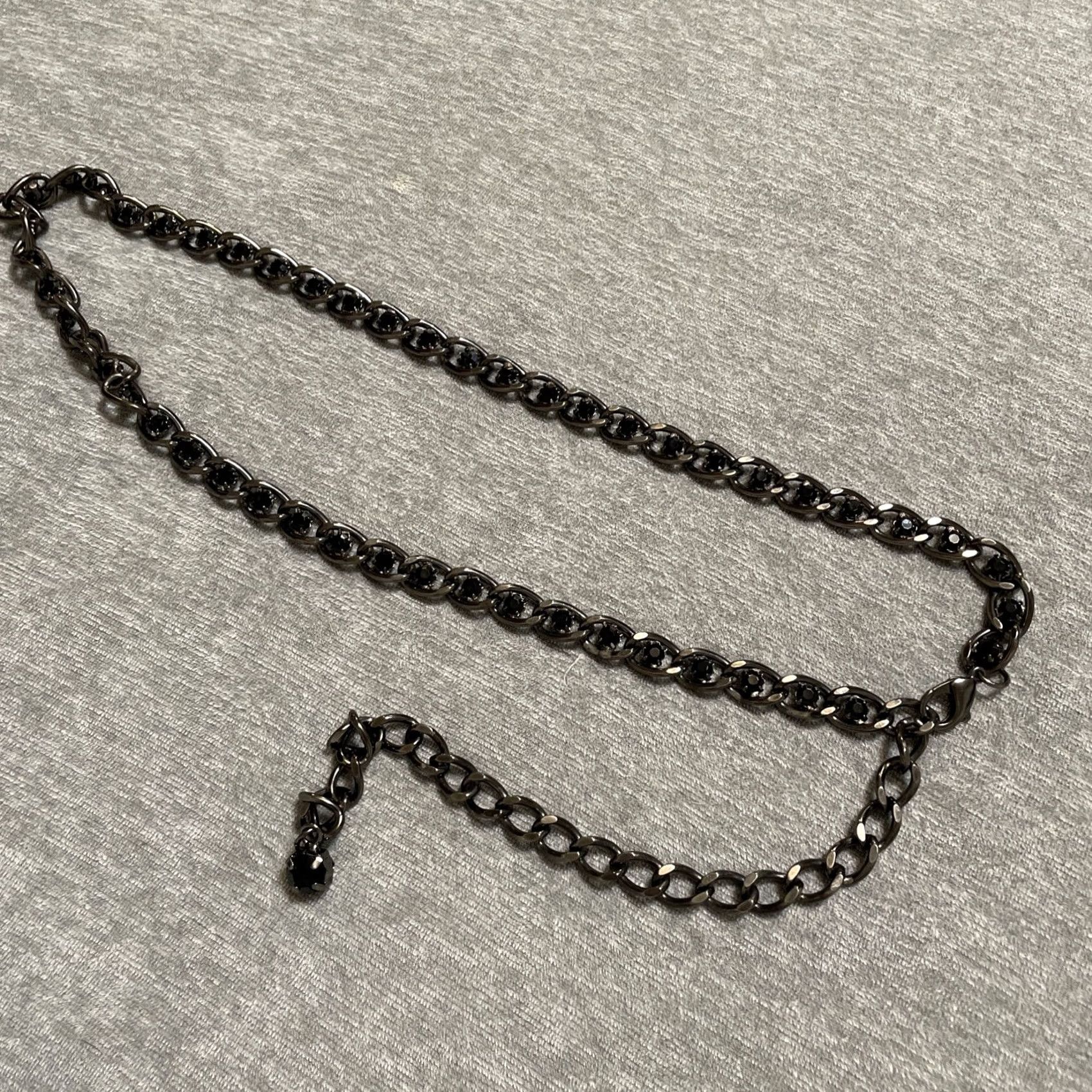 Vintage VINTAGE Women Black Tone Black Crystal Rhinestone Chain Belt Adjustable Women Glam Rock 1980s Mens Womens Boys Girls Size ONE SIZE - 6 Thumbnail