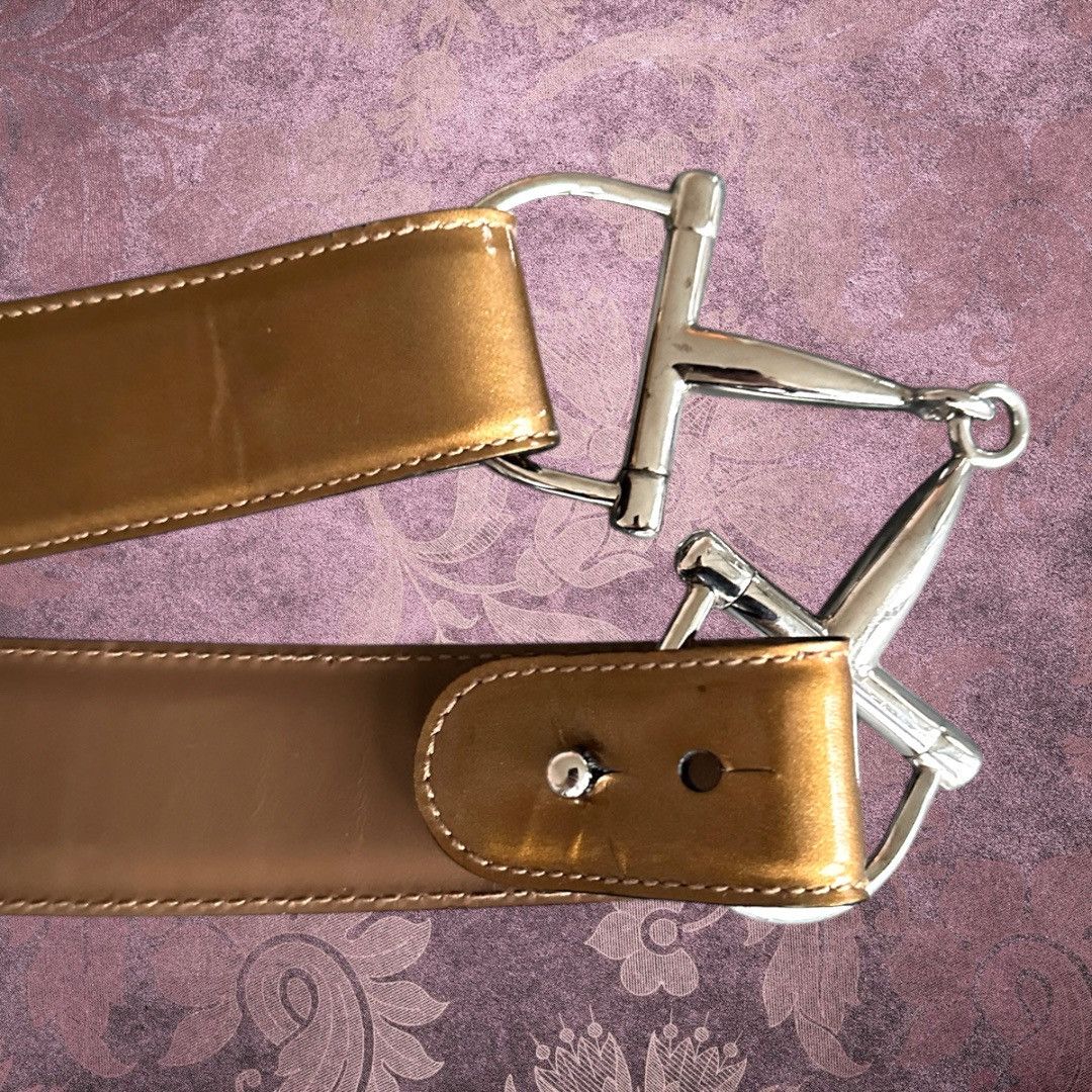 Gucci Gucci by Tom Ford FW 1995 gold horsebit patent leather belt Size ONE SIZE - 6 Thumbnail