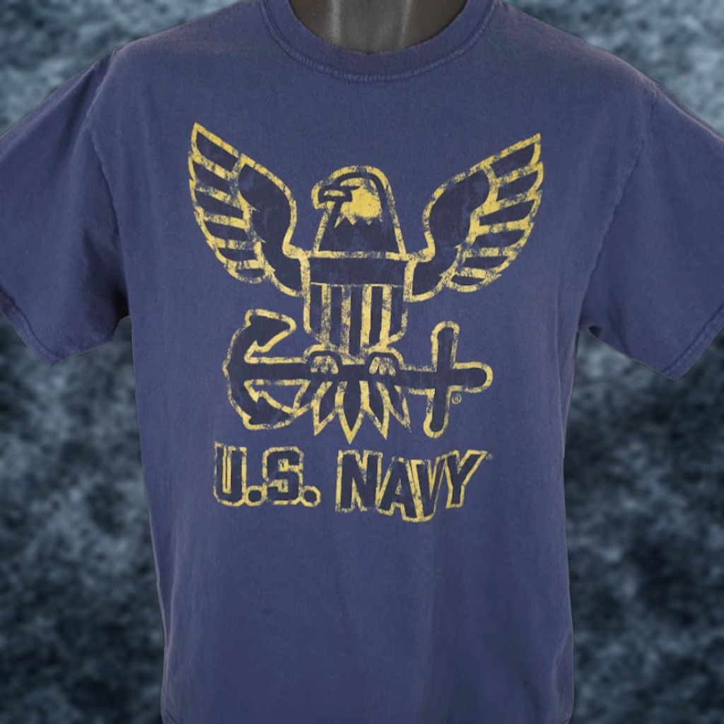 Vintage VINTAGE not present in original; cannot assume. United States Navy T Shirt Mens Size Medium Blue USN Military Shirt Mens M Blue Navy USN Military Size US M / EU 48-50 / 2 - 1 Thumbnail