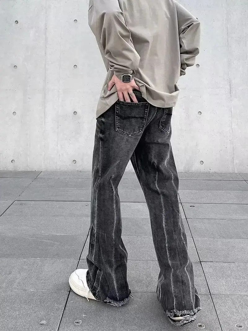 Japanese Brand Straight tube loose black micro flared jeans Size US 32 / EU 48 - 3 Thumbnail