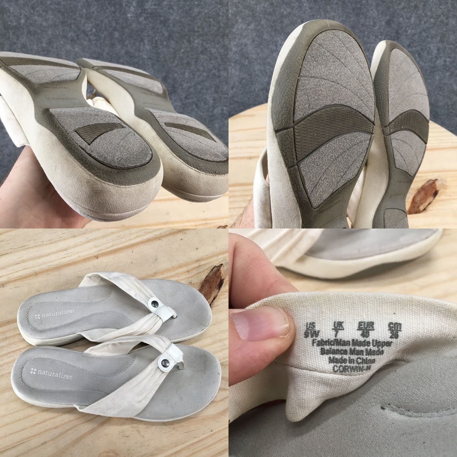 Naturalizer Naturalizer Sandals Womens 9 Wide Corwin Thong White Casual Flat Size US 9 / IT 39 - 9 Thumbnail