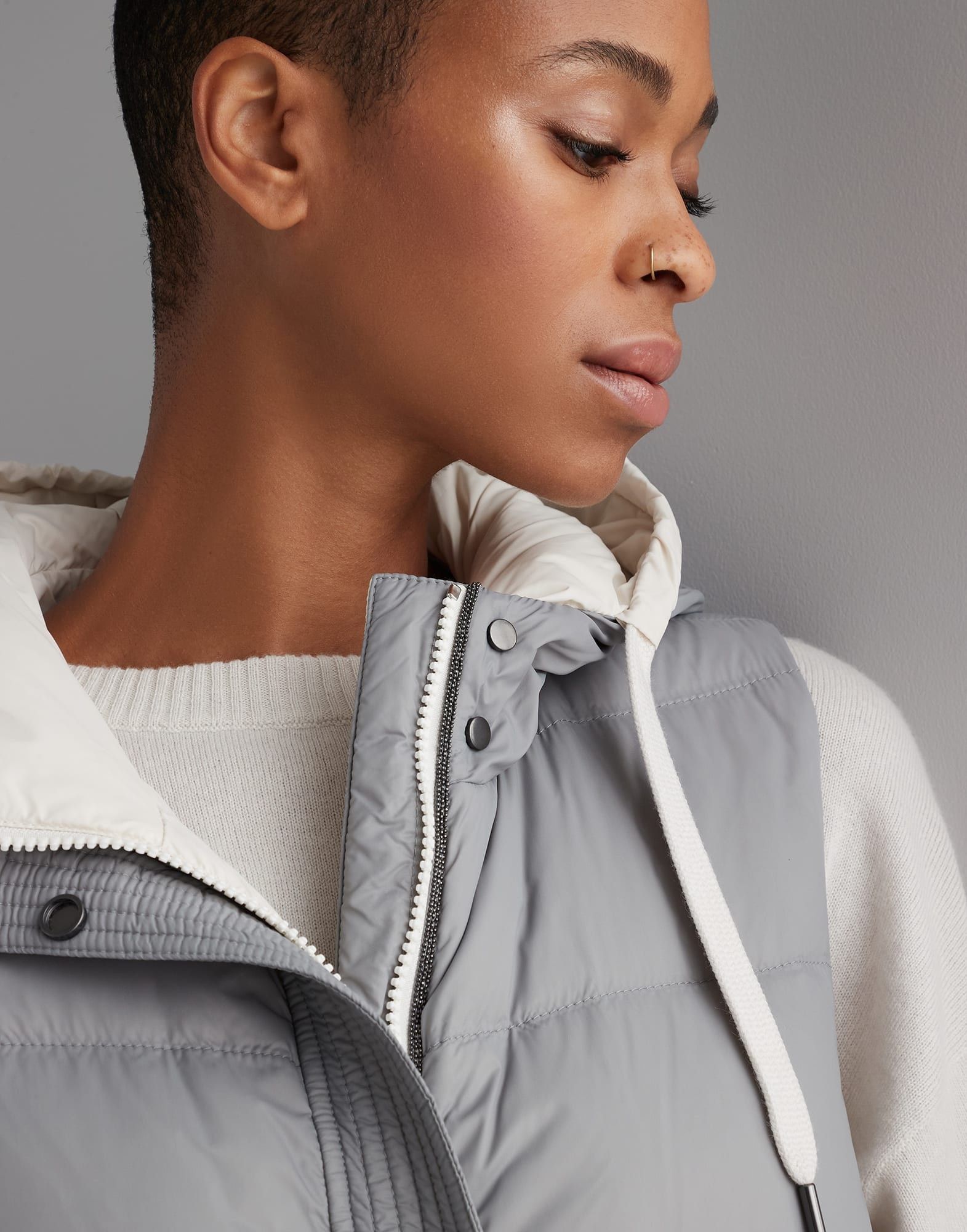 Brunello Cucinelli o1la1rc1a0425 Wr Padded Vest in Light Grey Size L / US 10 / IT 46 - 3 Thumbnail