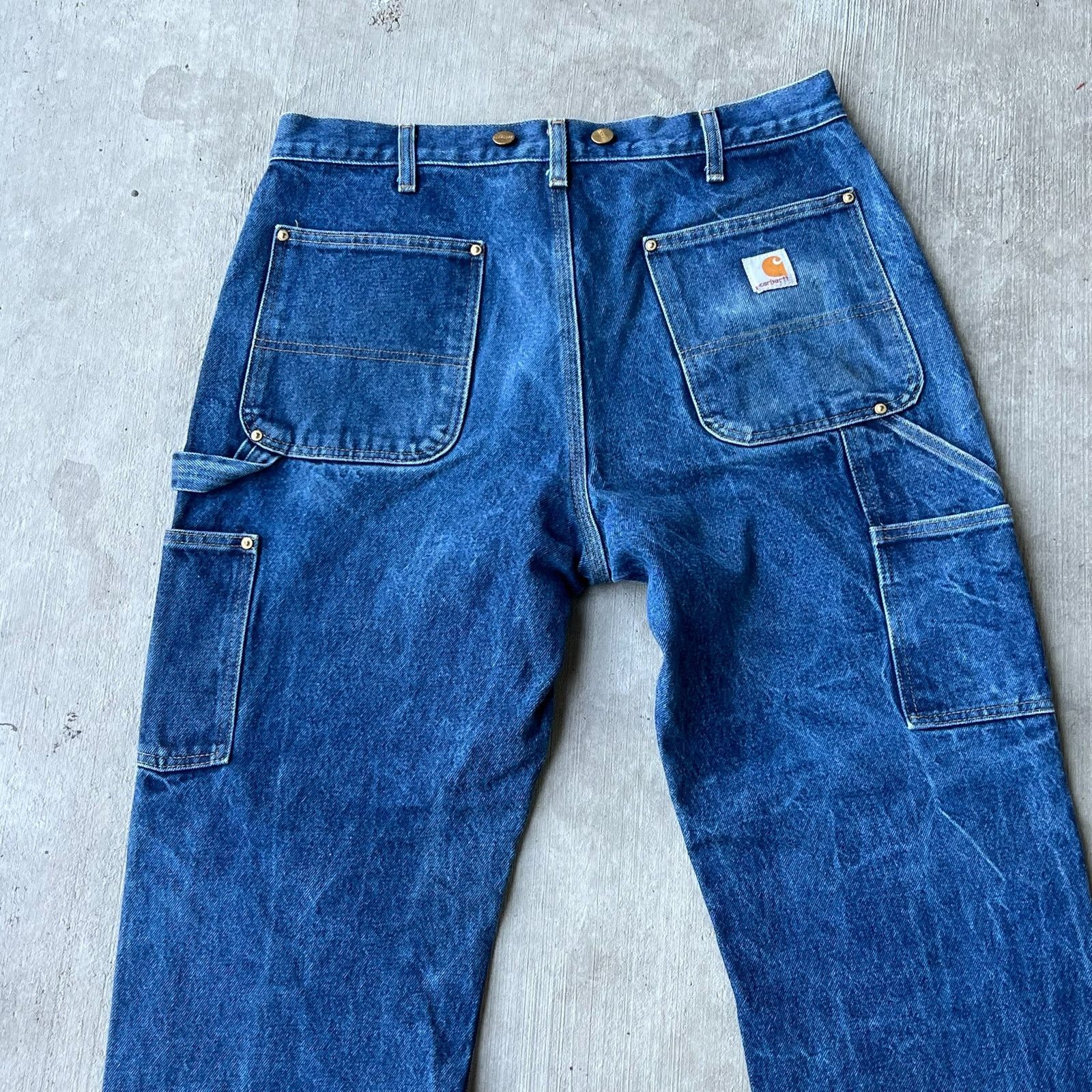 Carhartt × Vintage Carhartt faded denim blue jean double knee work wear pants Size US 33 - 6 Thumbnail