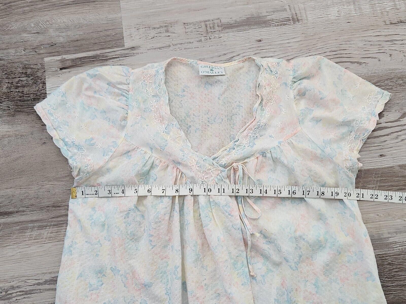 Designer Vintage Gilligan O'malley Nightgown Floral Pastel Short Size ONE SIZE - 5 Thumbnail