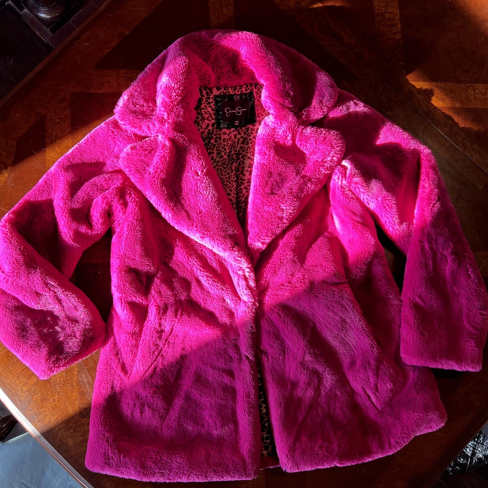 Jessica Simpson Hot Pink Furry Jacket Size M / US 6-8 / IT 42-44 - 2 Thumbnail