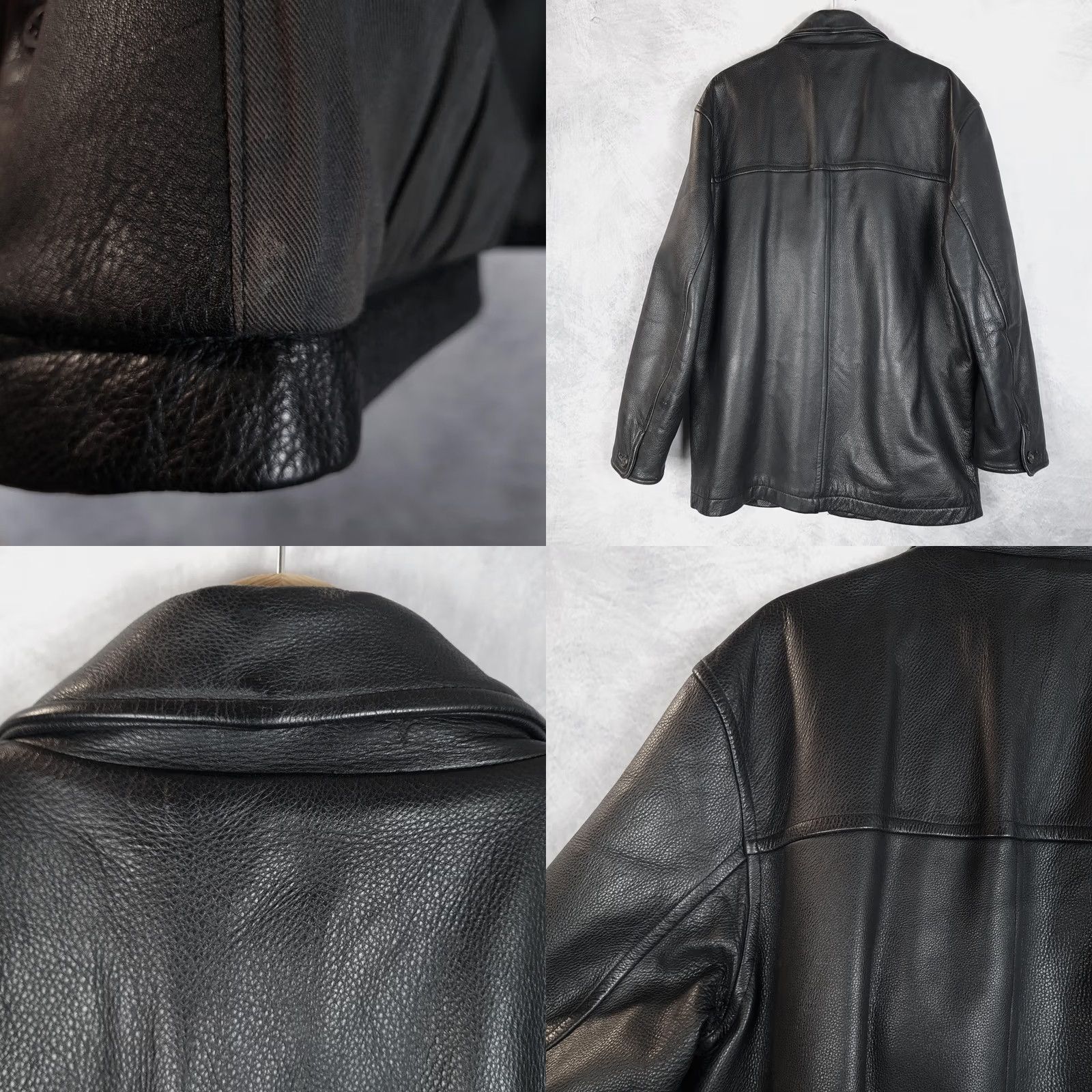 J.Crew J.CREW Coat Mens Medium Black Leather Wool Lined Button Front Car Coat Size US M / EU 48-50 / 2 - 9 Thumbnail