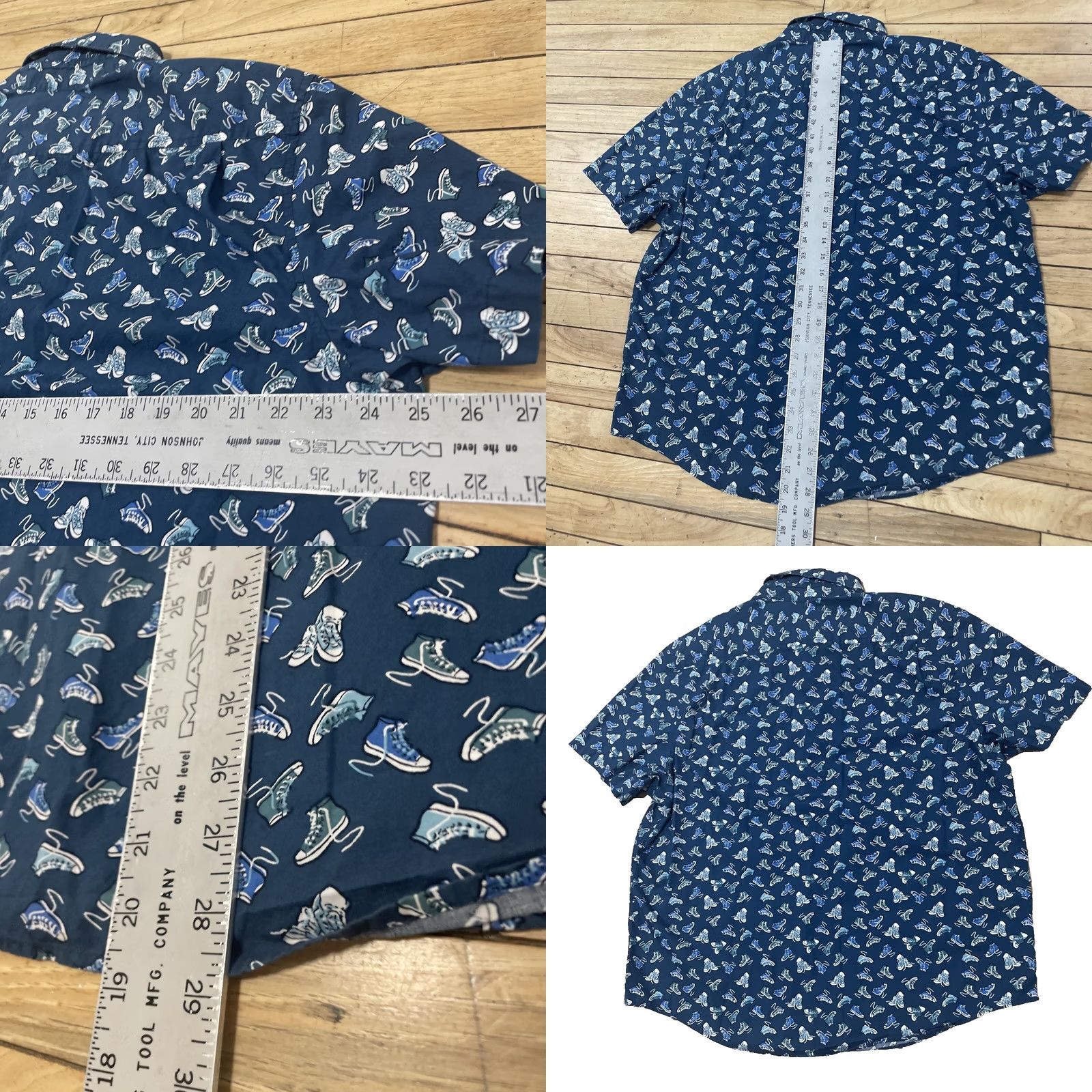 Vintage PENGUIN by MUNSINGWEAR Shirt Men 2XL Blue Sneakers Print AOP Button Up Size US XXL / EU 58 / 5 - 8 Thumbnail
