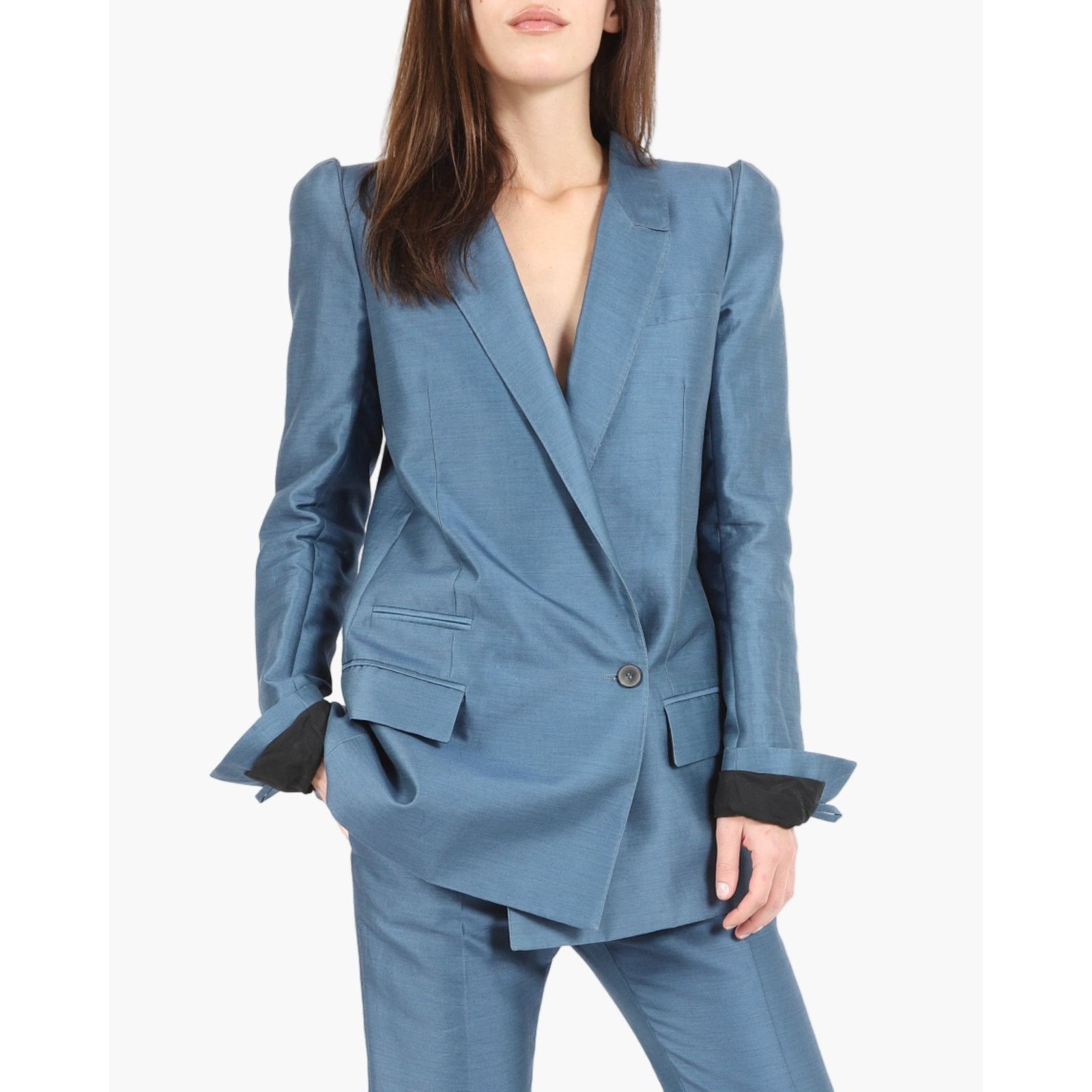Haider Ackermann FW17 Oversized 3D Shoulder Blazer in Blue Cotton Size XS / US 0-2 / IT 36-38 - 3 Thumbnail