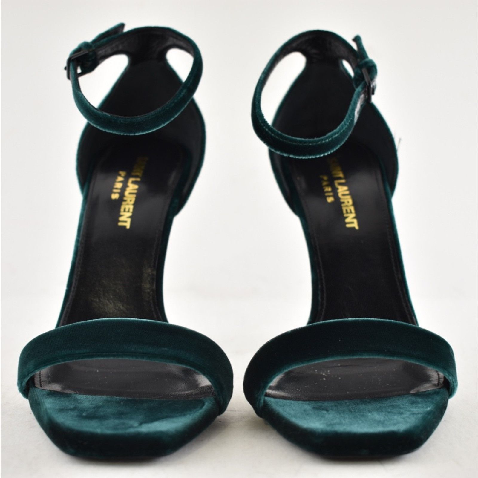 Yves Saint Laurent Saint Laurent Amber 105 Malachite Green Velvet Ankle Strap Size US 6 / IT 36 - 8 Thumbnail