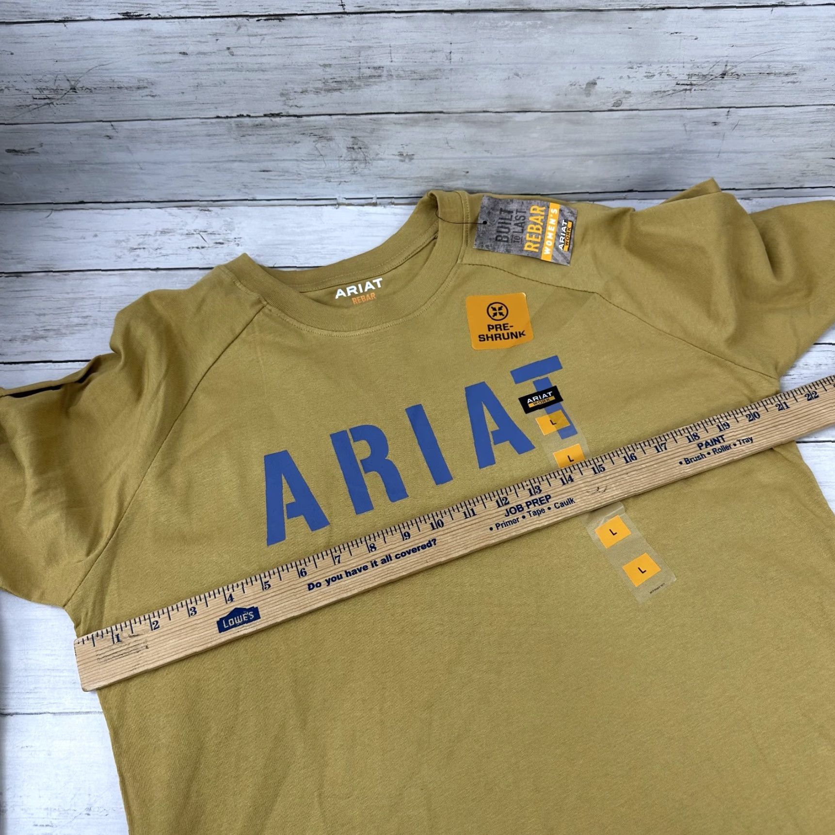 Ariat Ariat Rebar T Shirt Western Womens Large Mustard Yellow Logo Long Sleeve NWT Size L / US 10 / IT 46 - 7 Thumbnail
