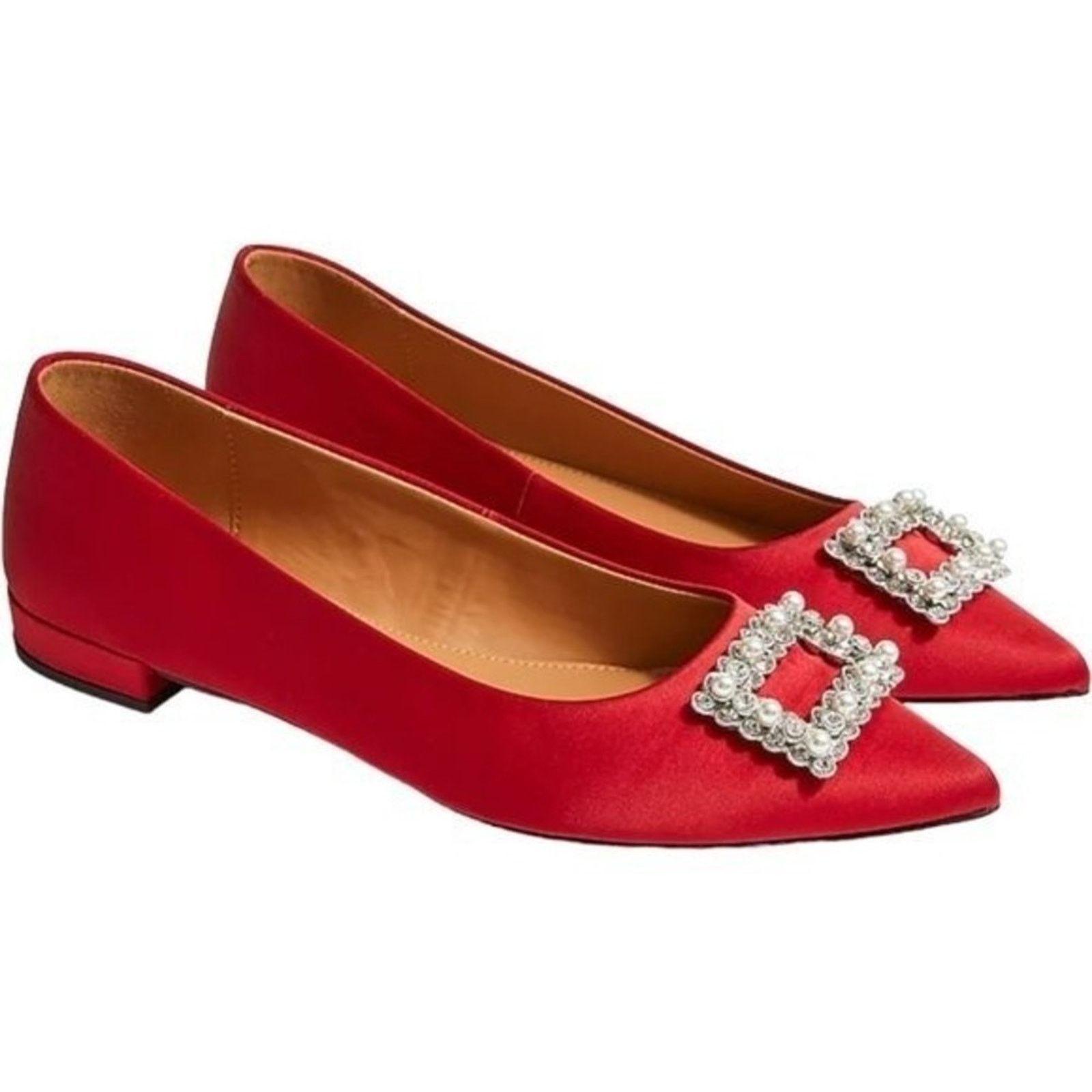 J.Crew J.CREW Pointy-toe Crystal Classic Red Flats w/ Box, US7 Size US 7 / IT 37 - 1 Thumbnail