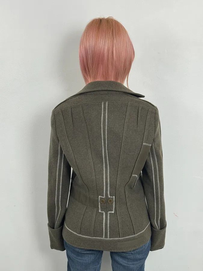 Dior AW2006 Christian Dior Khaki Wool Contrast Stitch Blazer Jacket Size M / US 6-8 / IT 42-44 - 3 Thumbnail