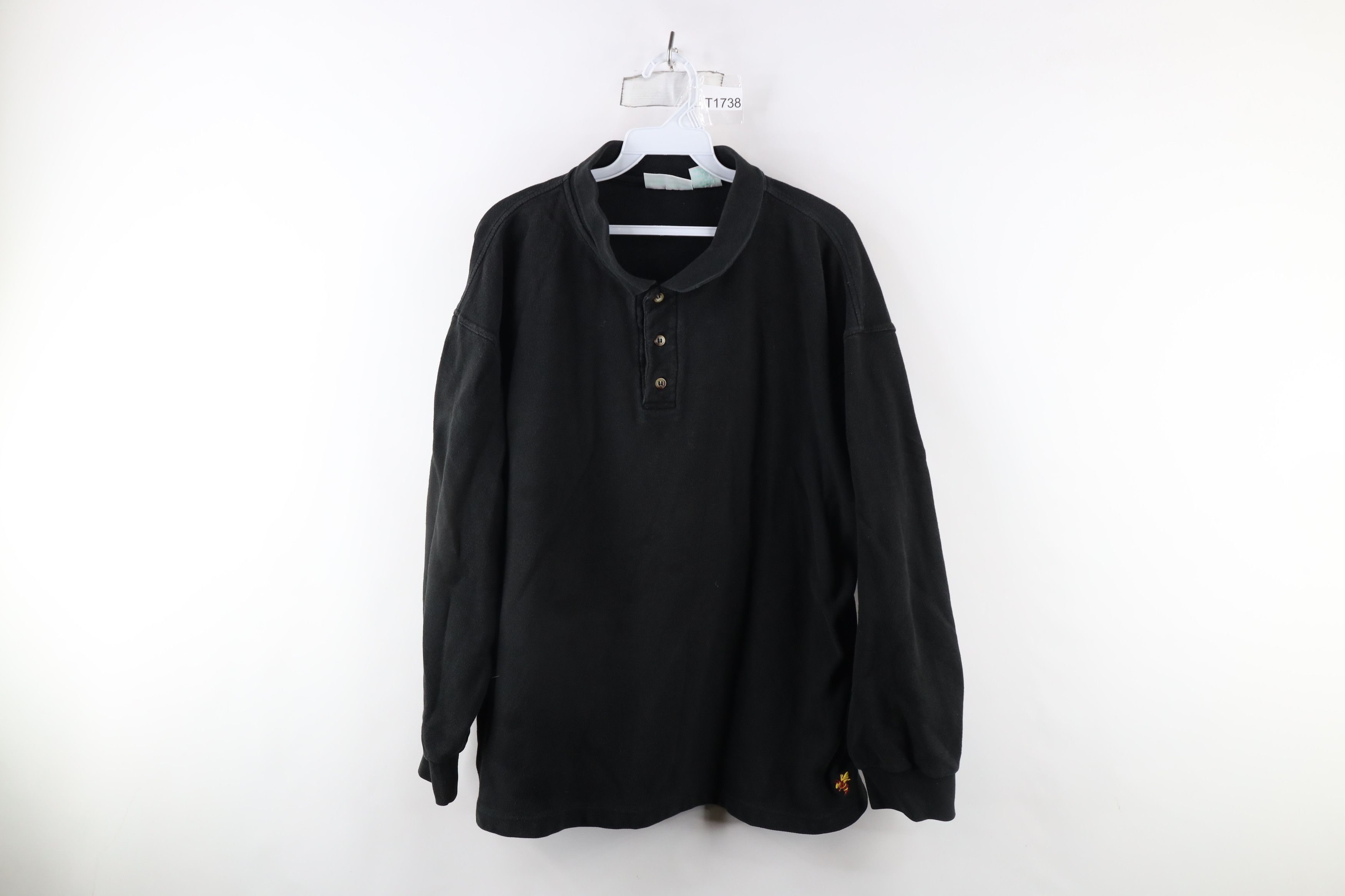 Vintage Vintage 90s Streetwear Blank Long Sleeve Polo Shirt Black Size XXL / US 16-18 / IT 52-54 - 1 Thumbnail