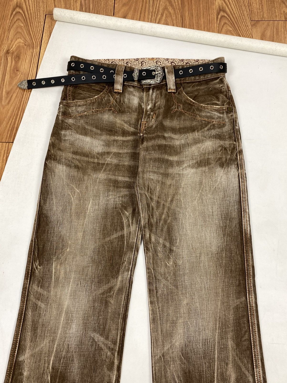 Edwin RARE ‼️ VTG EDWIN BLUE TRIP CRAZY FADED BROWN FLARE JEANS Size US 30 / EU 46 - 2 Thumbnail