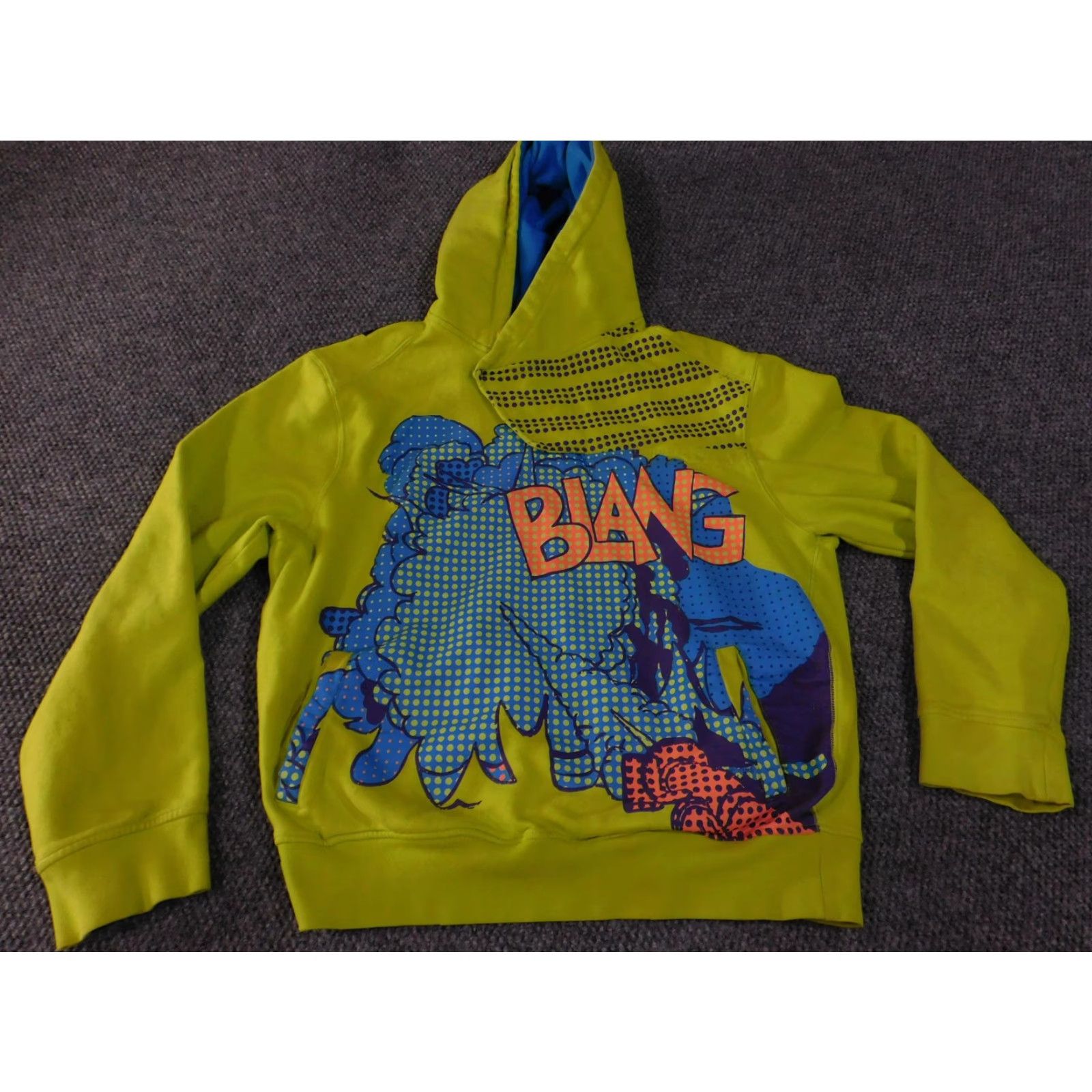 Akademiks Akademiks Hoodie Mens 3XL Neon Green Pullover Graphic BLANG Snap Neck Blue Lined Size US XXL / EU 58 / 5 - 2 Thumbnail