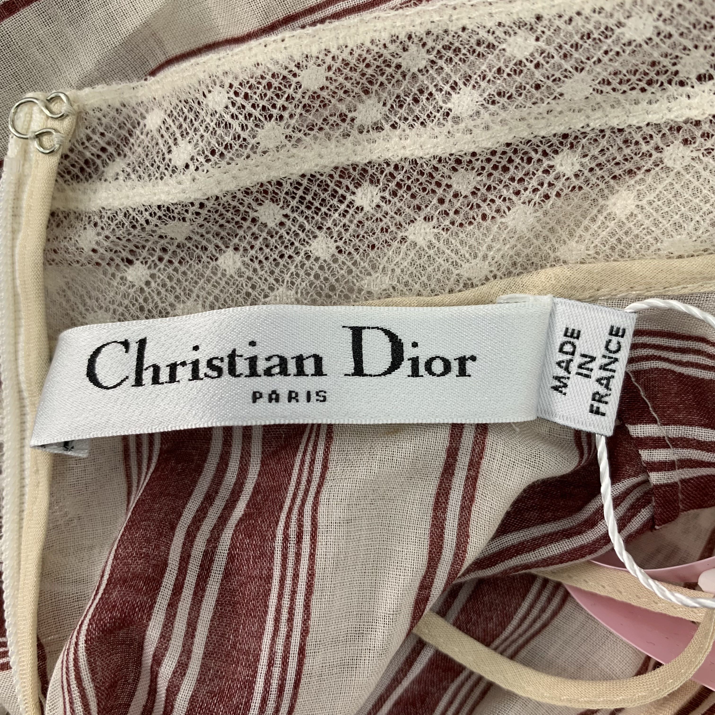 Dior CW0045 Christian Dior Vintage Sheer Striped Lace Dress Size XS / US 0-2 / IT 36-38 - 6 Thumbnail