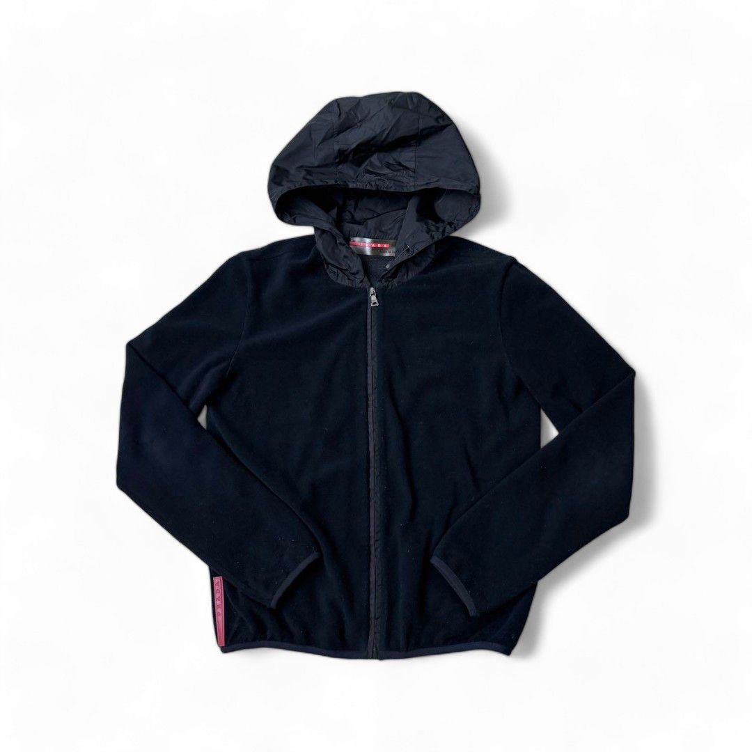 image of Prada Sport - S Vintage Fleece Nylon Jacket Y2K in Black, Men's (Size Small)