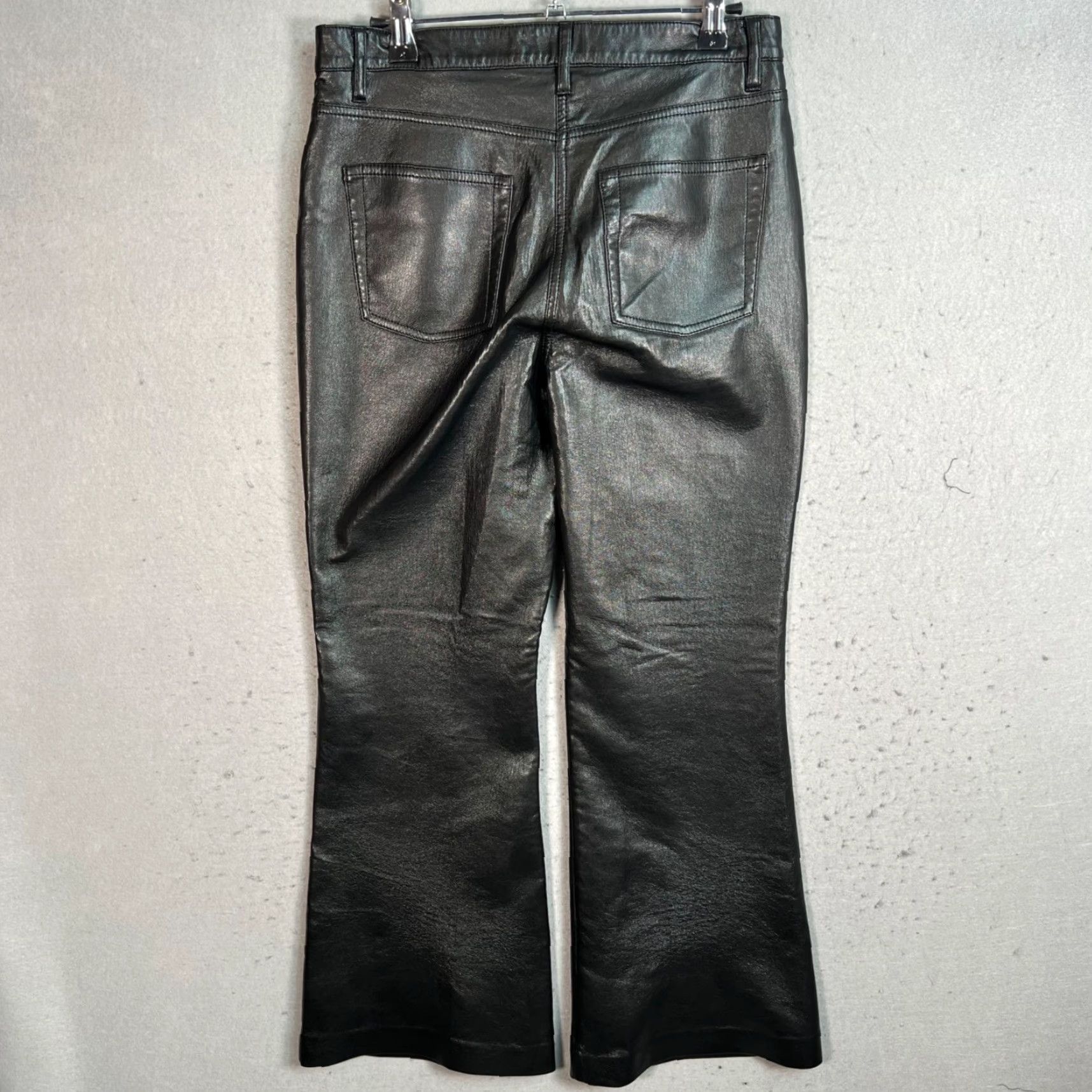 Vintage VINTAGE Wilfred Womens Black Faux Leather Flared Pants Size 6 Size 28" / US 6 / IT 42 - 2 Thumbnail